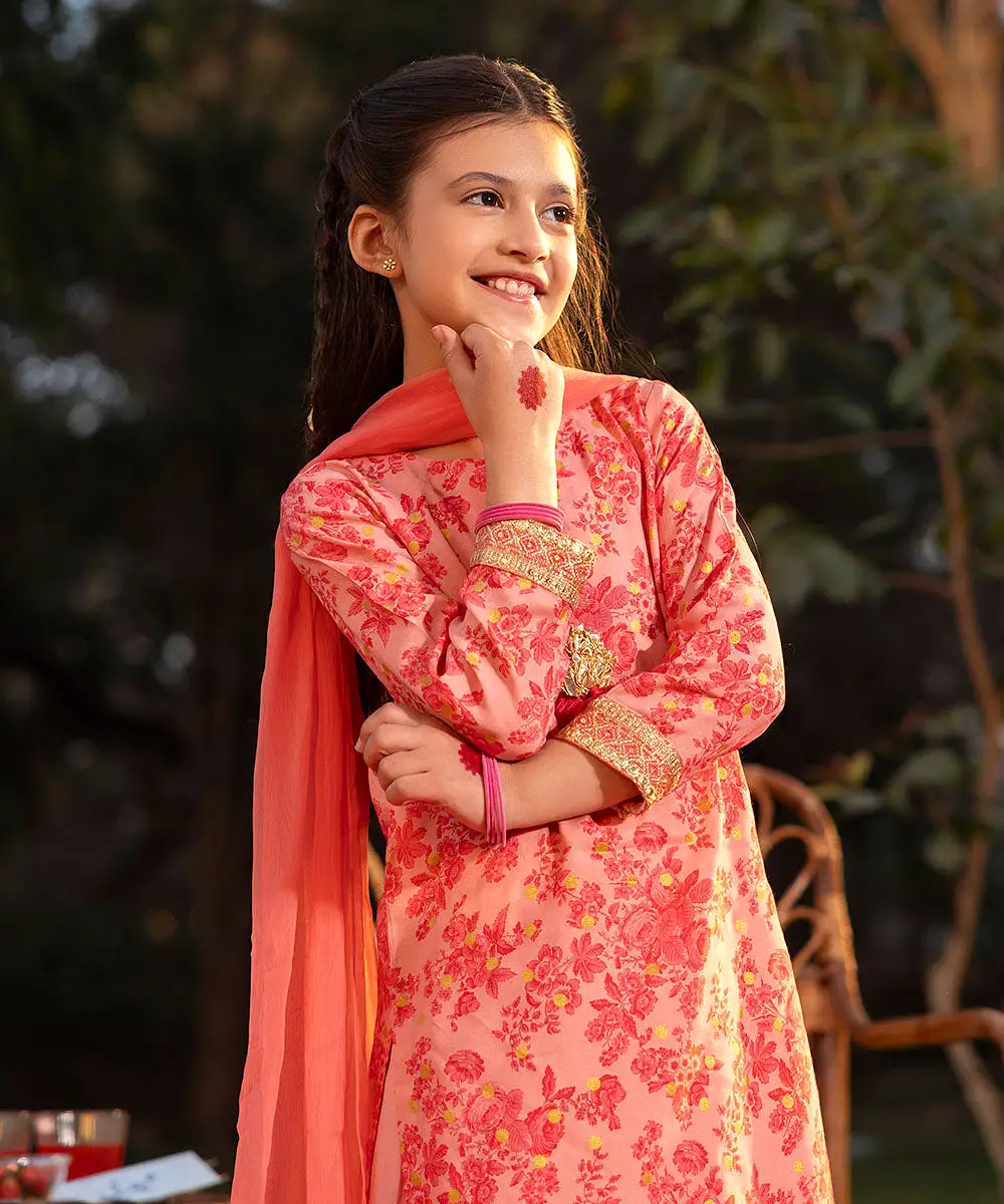 3 Piece - Embroidered Raw Silk Suit