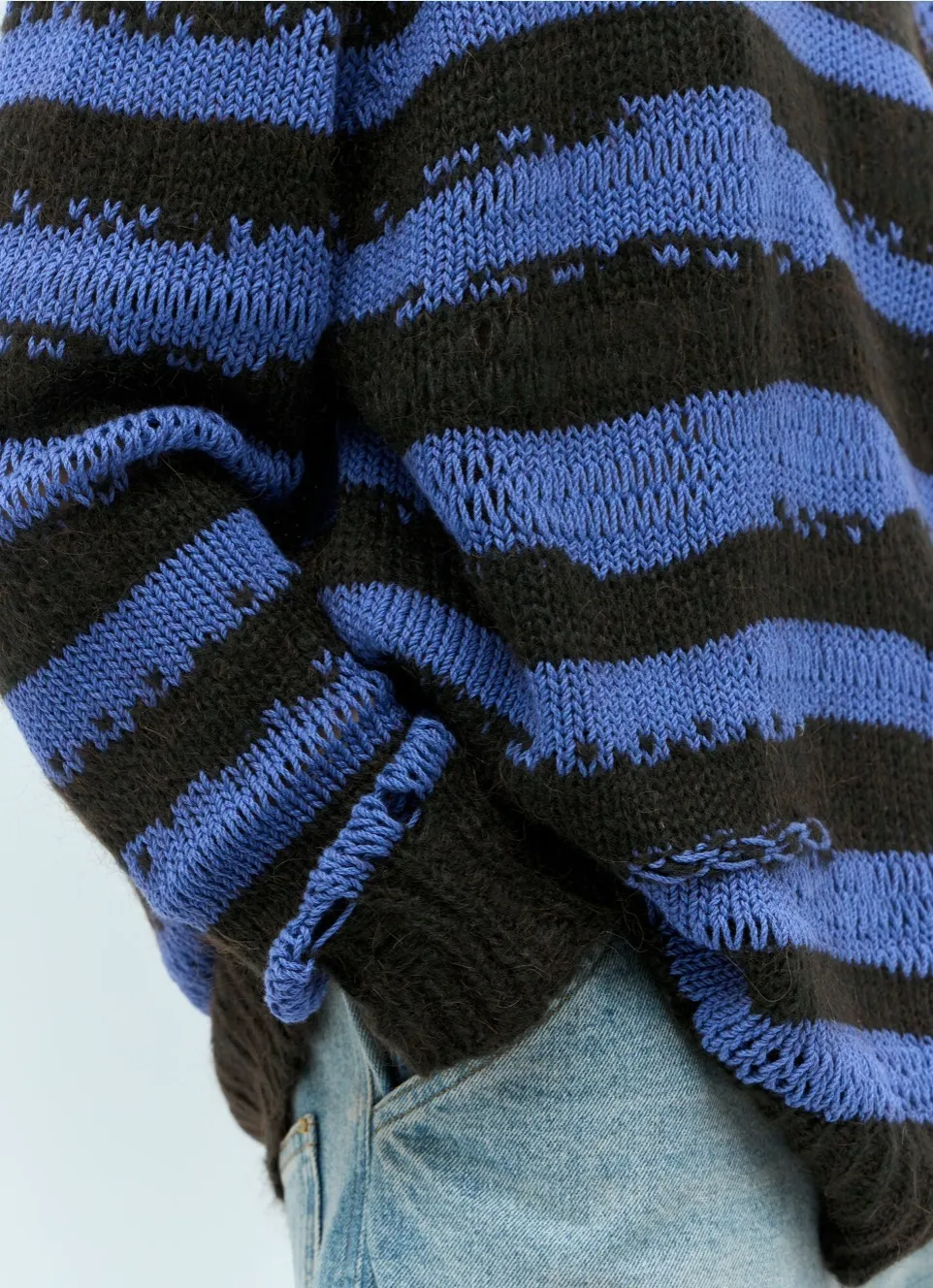 Acne Studios  |Crew Neck Stripes Wool Nylon Long Sleeves Cotton