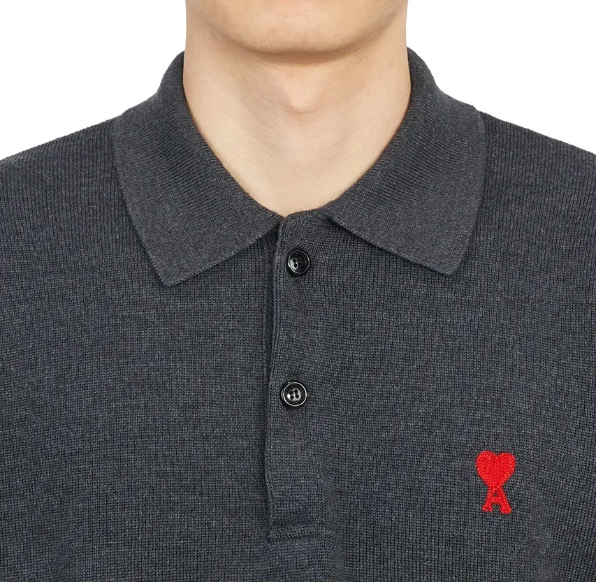 AMI PARIS  |Unisex Street Style Logo Designers Knitted Polo Shirts Polos