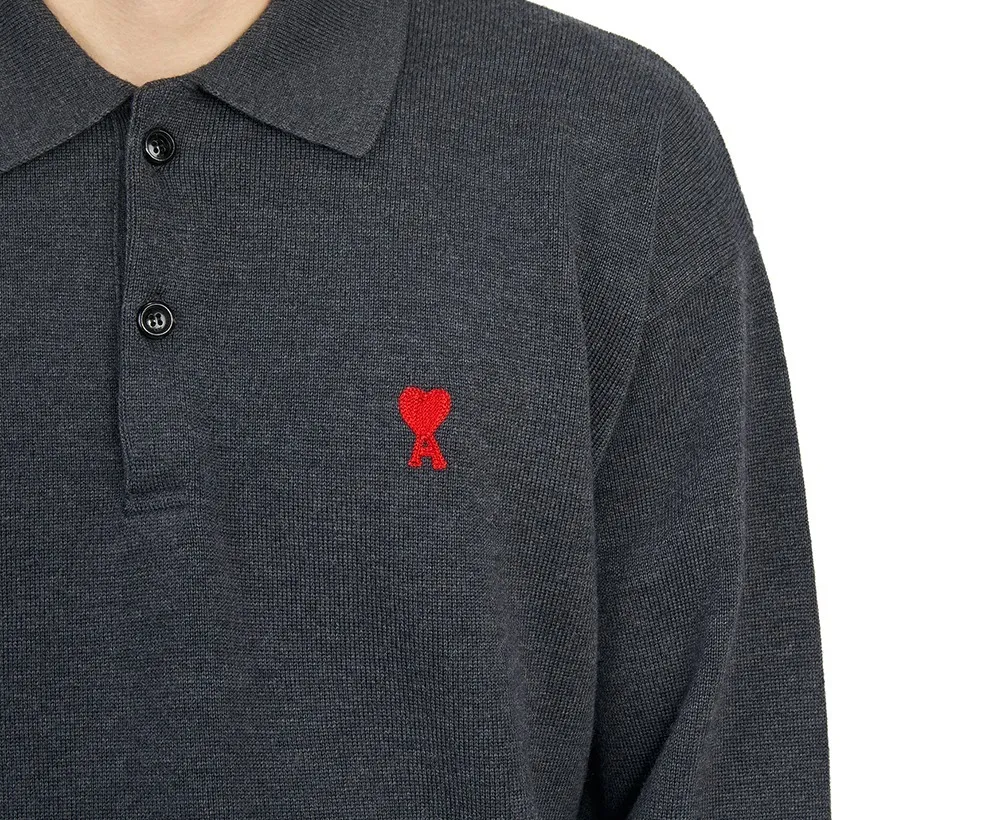 AMI PARIS  |Unisex Street Style Logo Designers Knitted Polo Shirts Polos