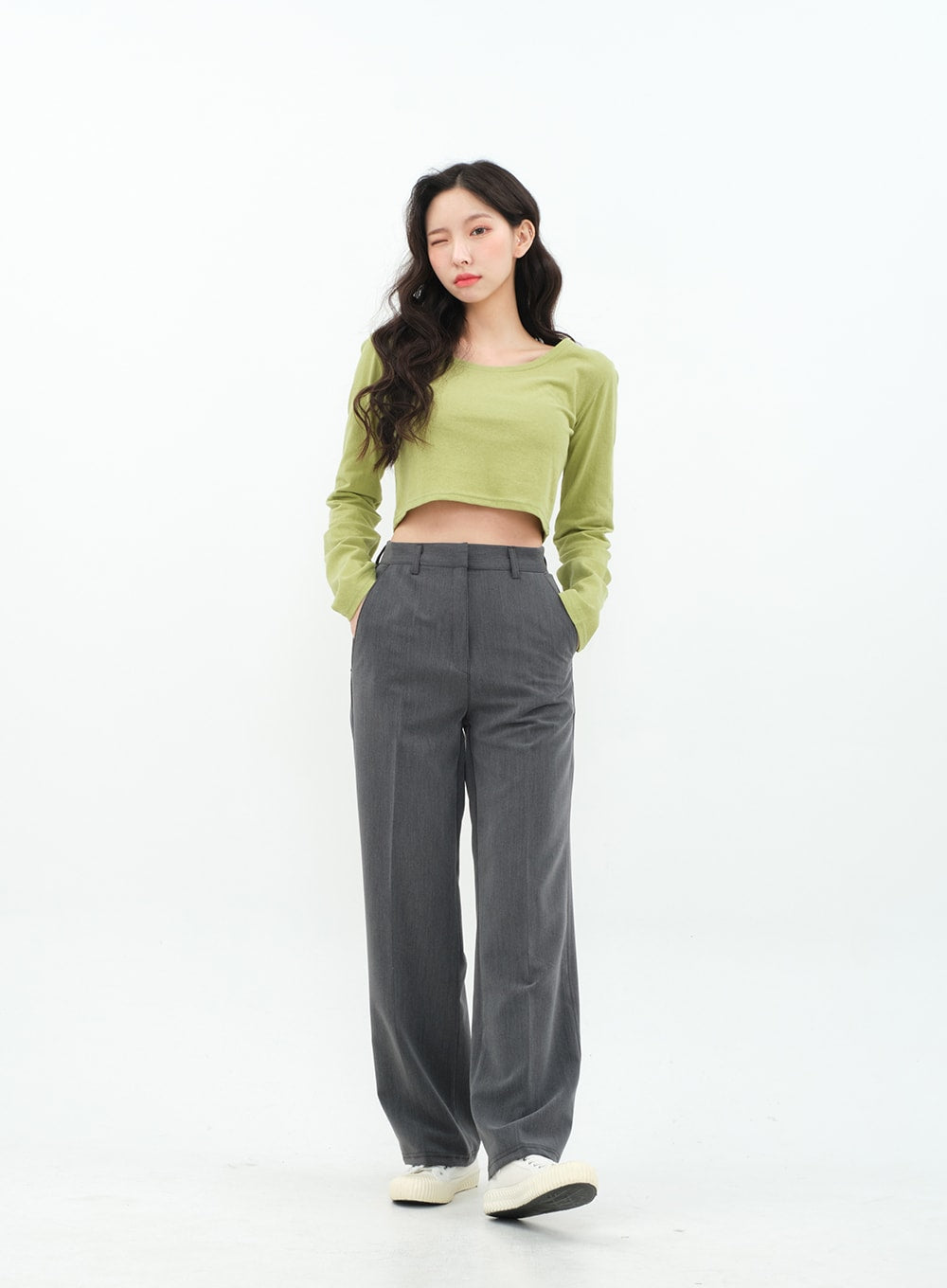 Basic Long Sleeve Crop Top BA18