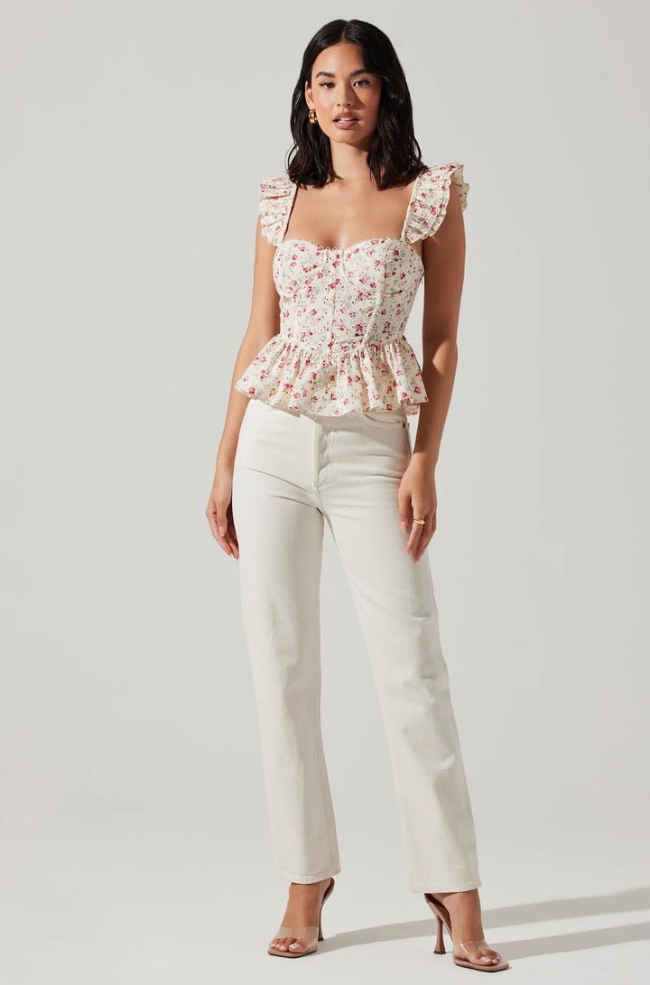 Baylin Top in White Floral