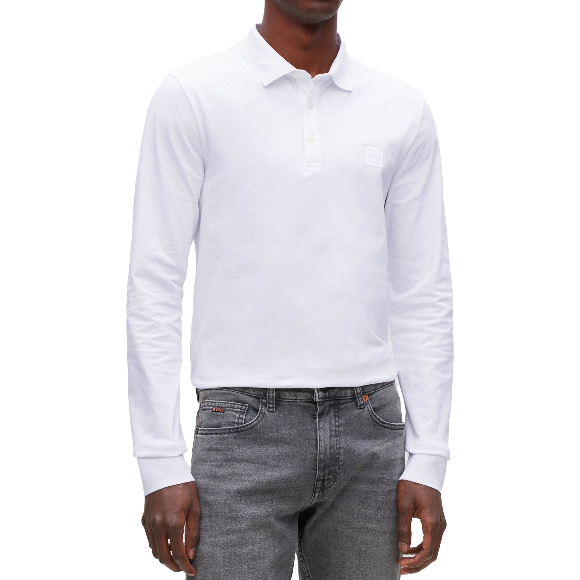 Boss New Passerby Long Sleeve Polo - White