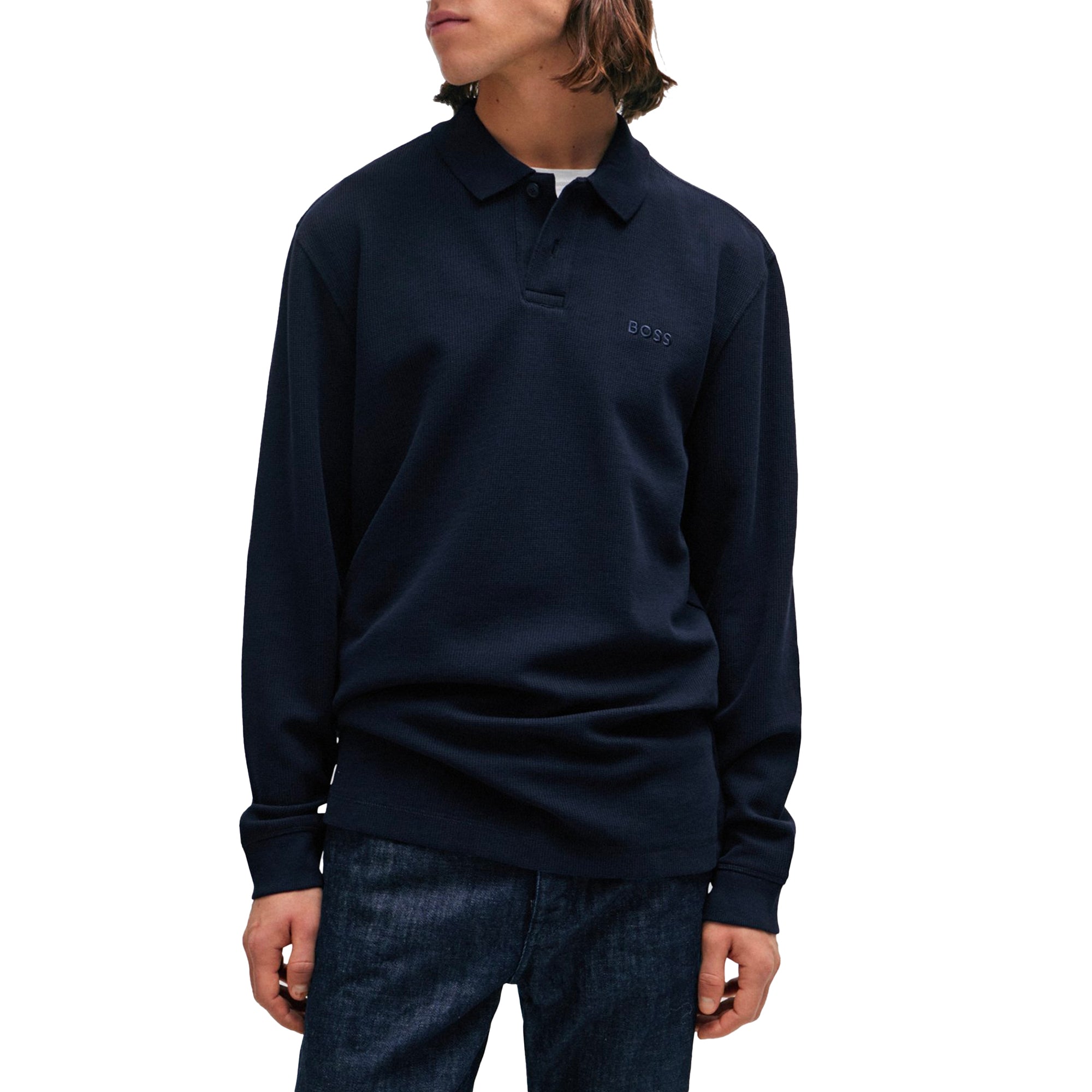 Boss PeTempesto Long Sleeve Polo - Dark Blue