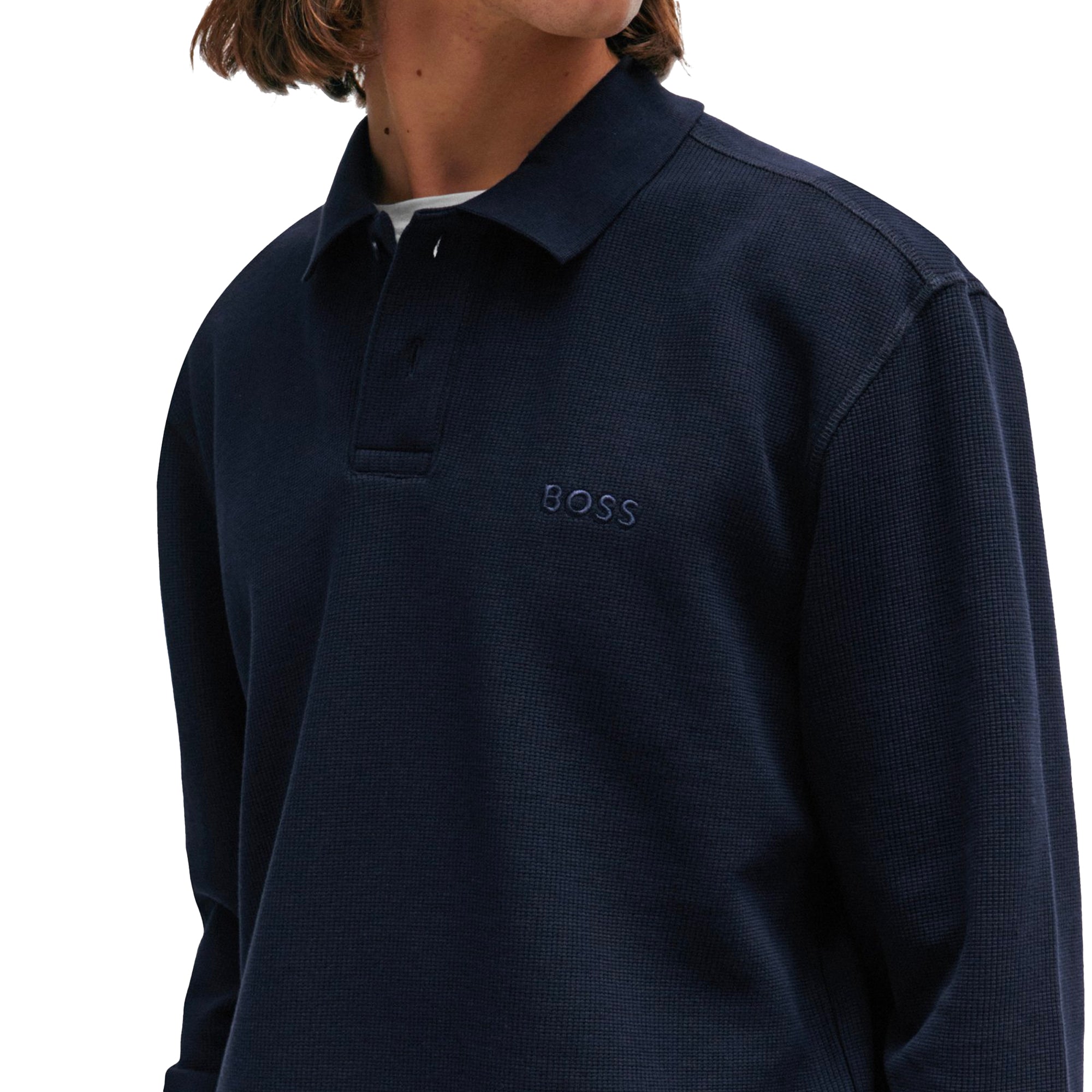 Boss PeTempesto Long Sleeve Polo - Dark Blue