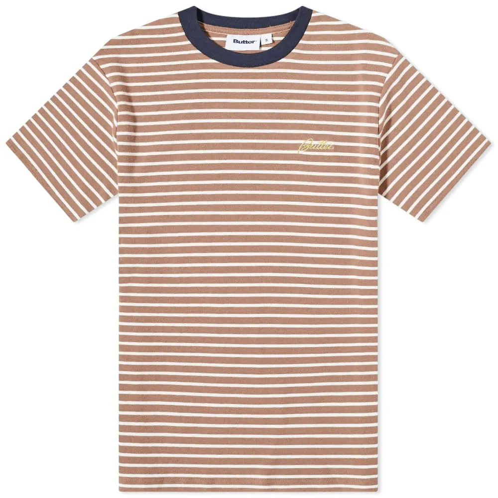 Butter Goods Parks Stripe T-ShirtMauve & White