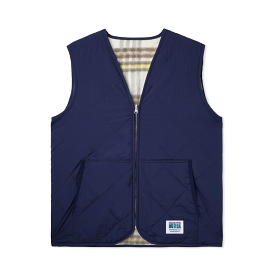 Butter Goods Reversible Hairy Plaid Vest Navy/Wheat