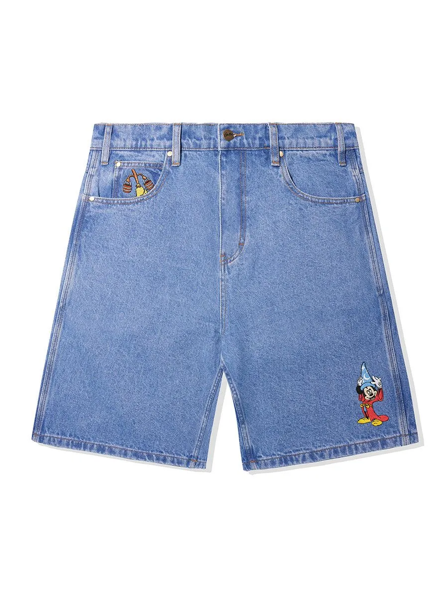 Butter Goods x Disney Fantasia Sorcerer Baggy Denim Shorts - Washed Indigo