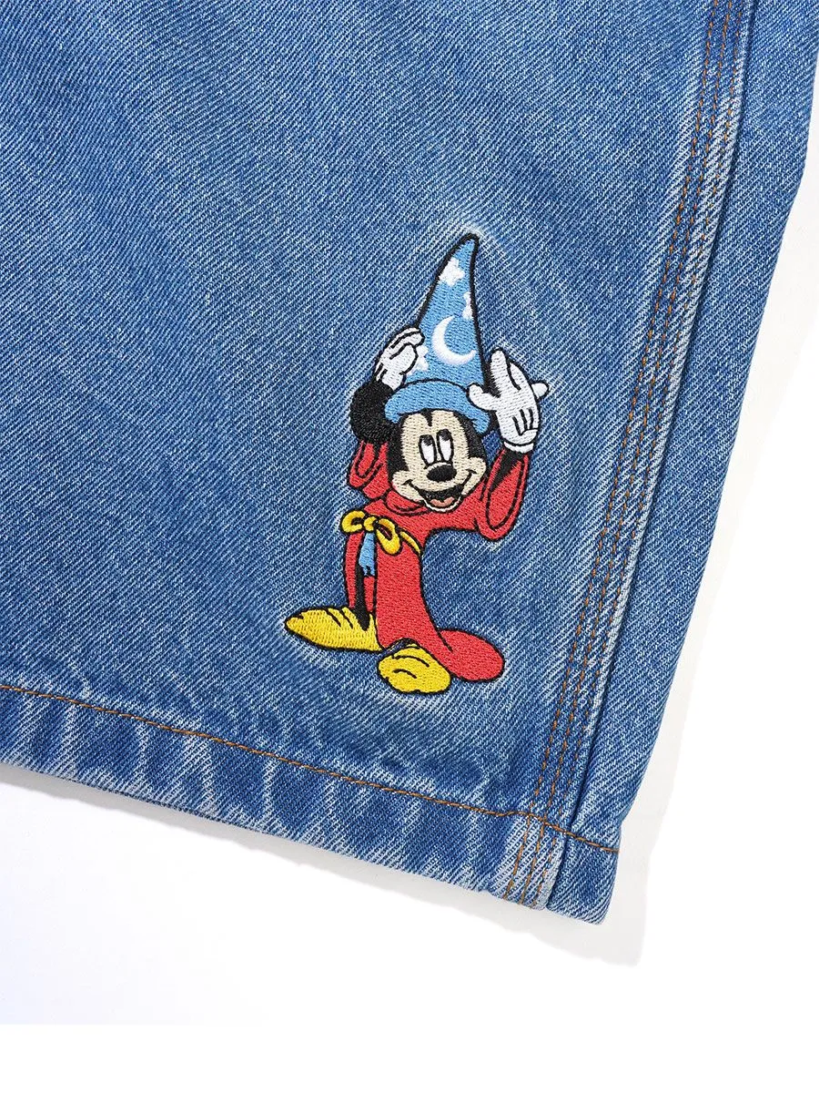 Butter Goods x Disney Fantasia Sorcerer Baggy Denim Shorts - Washed Indigo