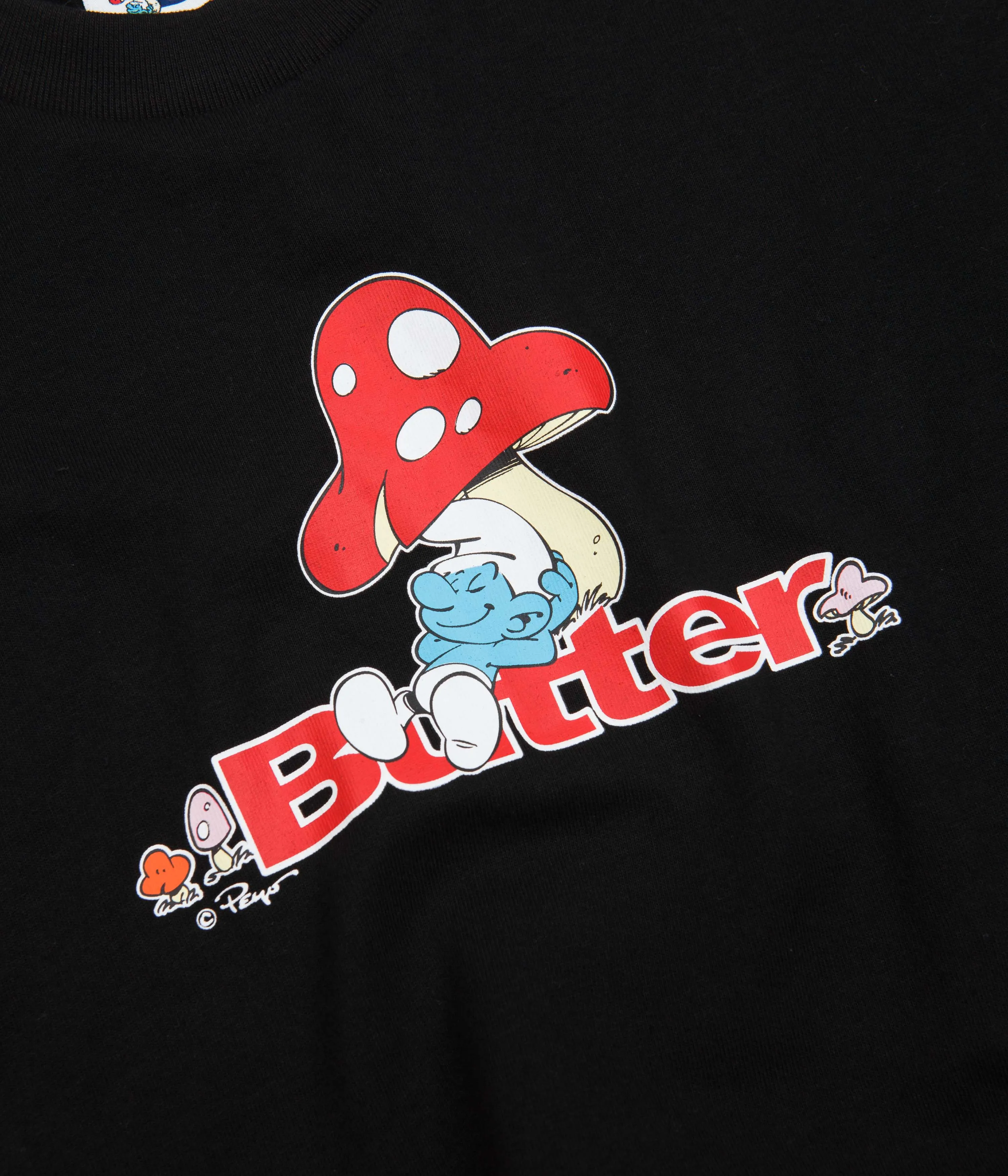 Butter Goods x The Smurfs Lazy Logo T-Shirt - Black