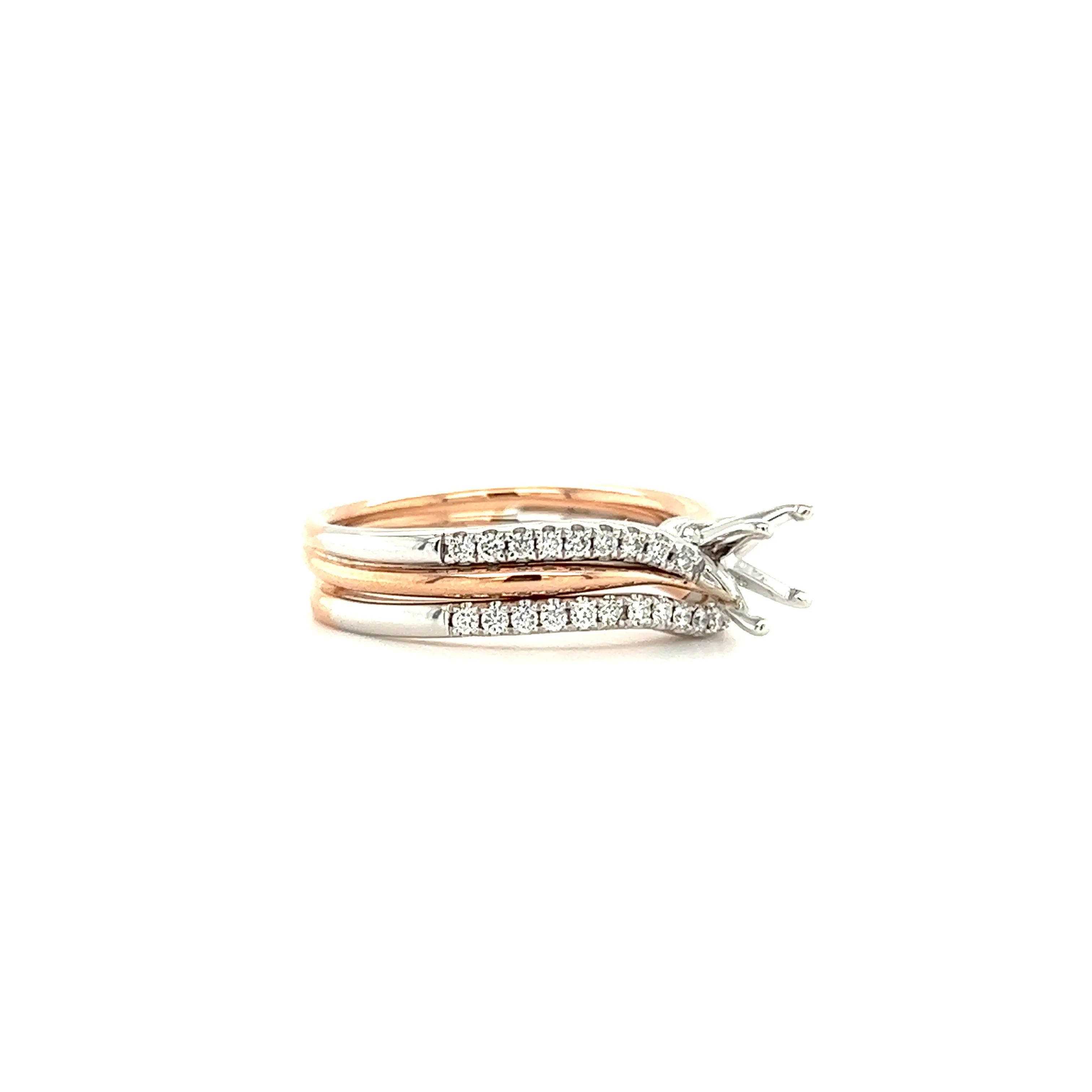 Bypass Wedding Set with 0.2ctw of Diamonds in 14K Rose and White Gold