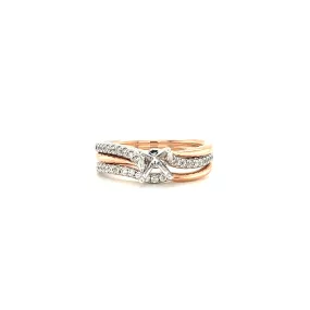 Bypass Wedding Set with 0.2ctw of Diamonds in 14K Rose and White Gold