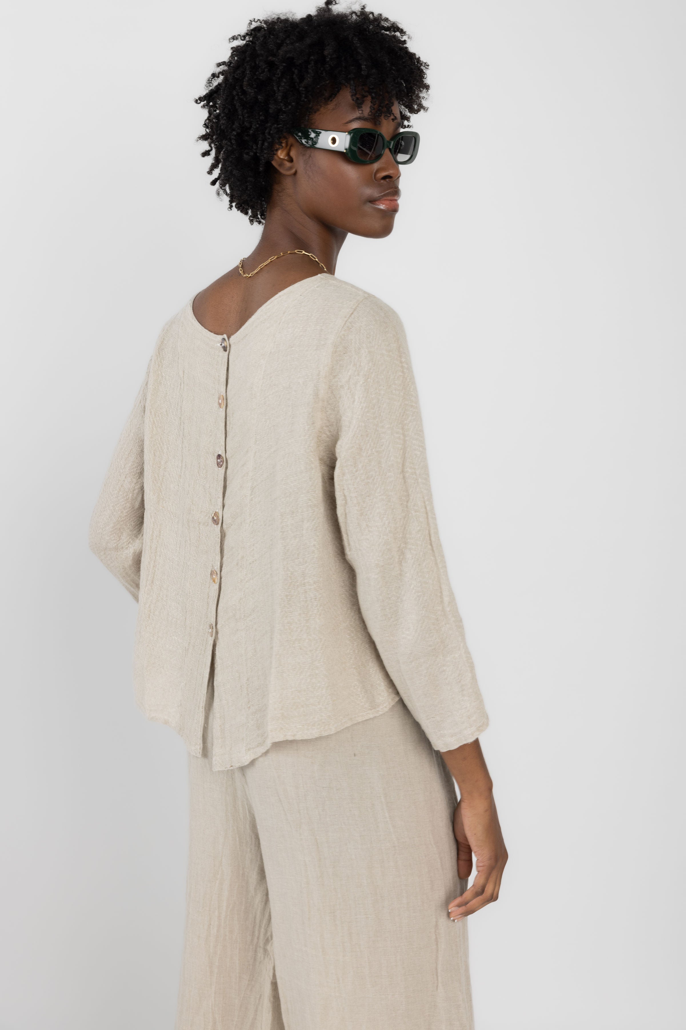 Camicia Pasta Ettore Linen Top in Naturale