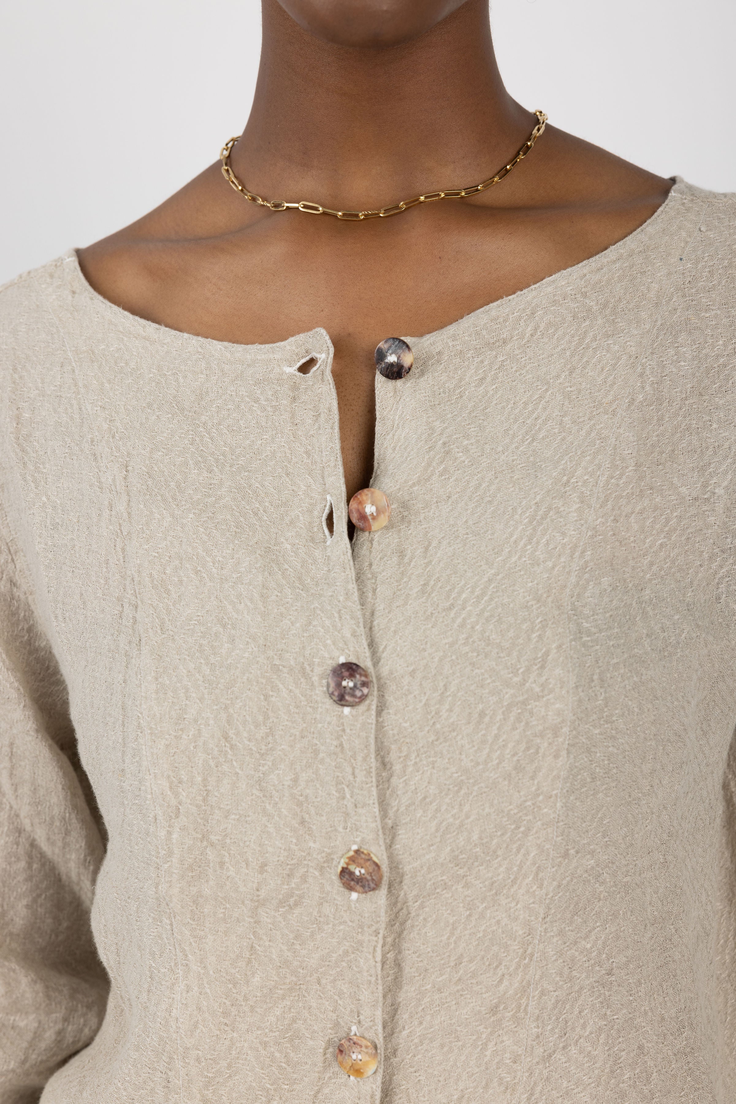 Camicia Pasta Ettore Linen Top in Naturale