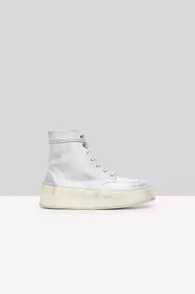 Cassapana Polacco Leather High Top Shoe in White Grey