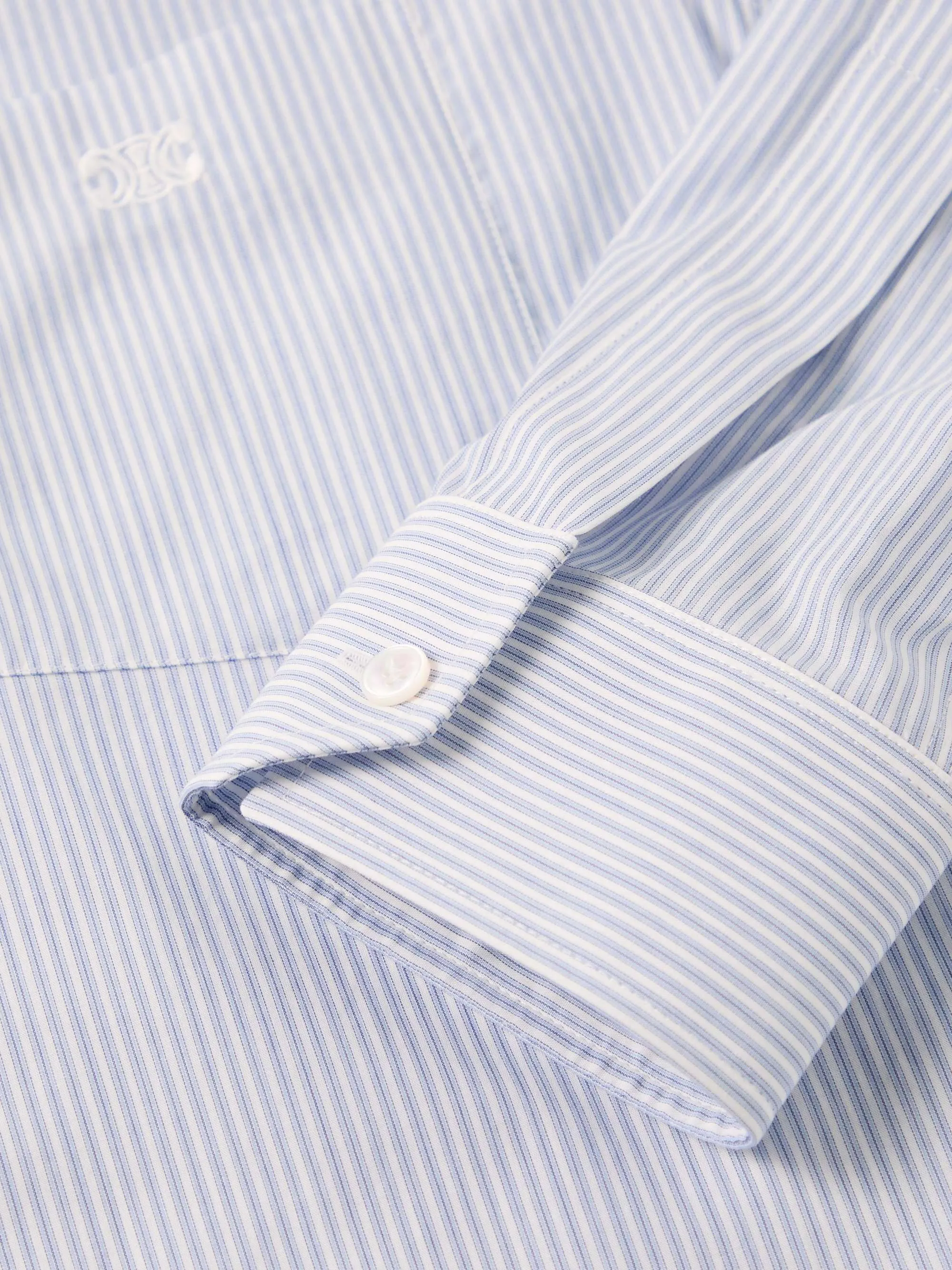 CELINE  |Stripes Long Sleeves Cotton Logo Front Button Luxury Shirts