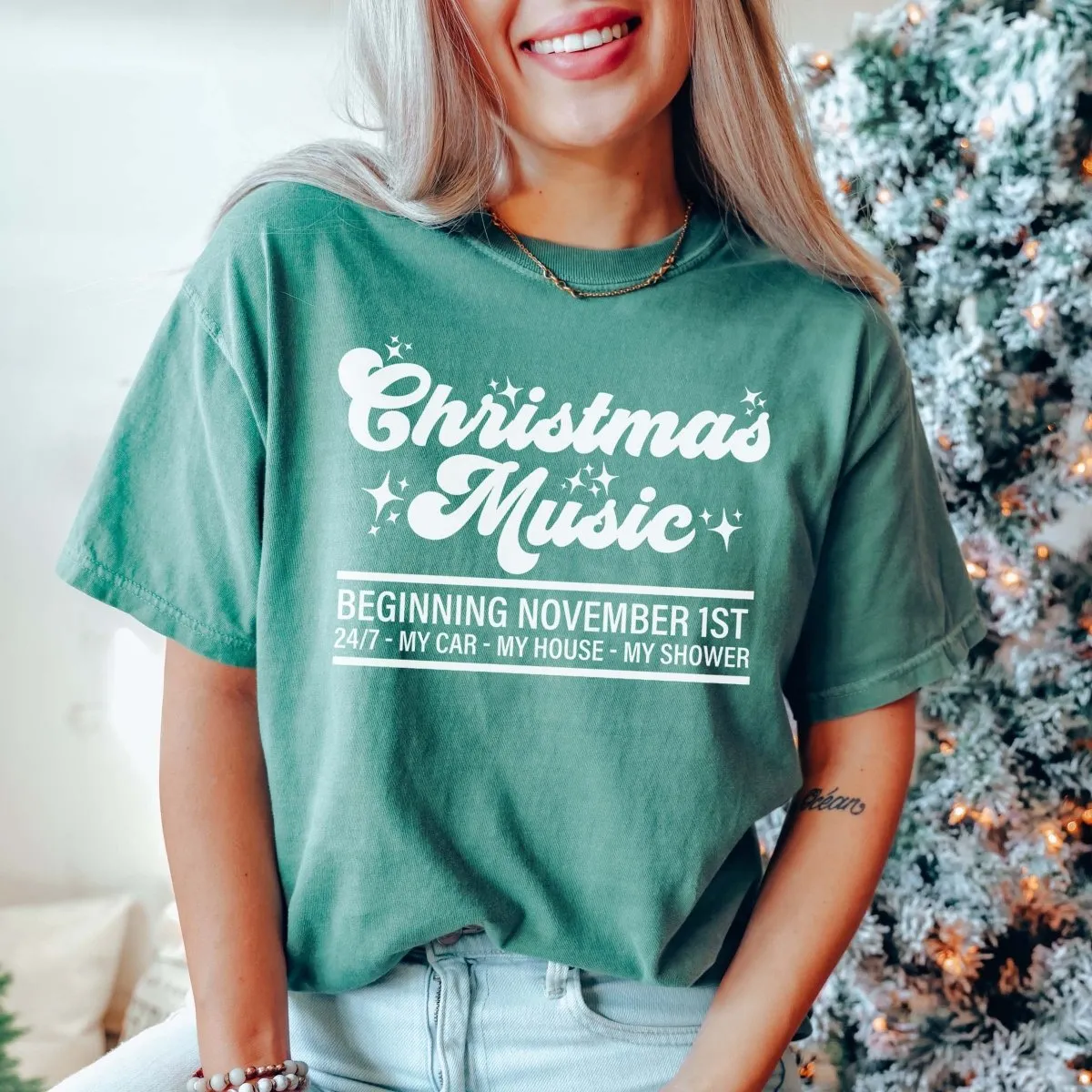 Christmas Music Beginning November 1st Comfort color Wholesale tee