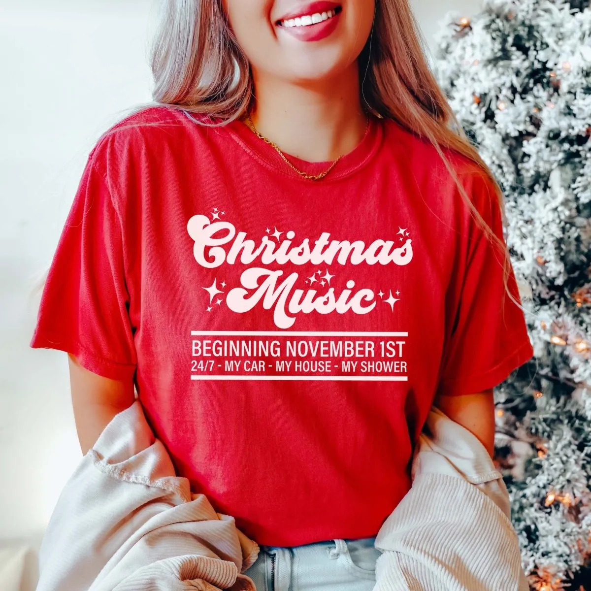 Christmas Music Beginning November 1st Comfort color Wholesale tee