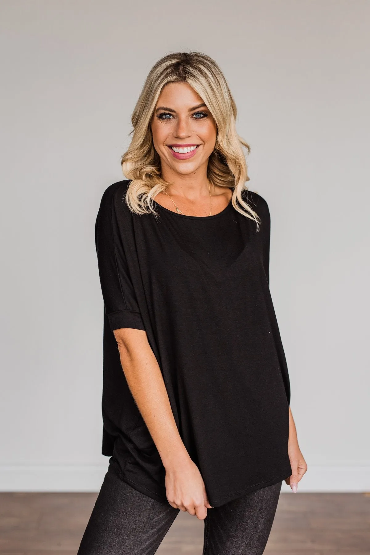 Comfy As Can Be Short Sleeve Top- Black