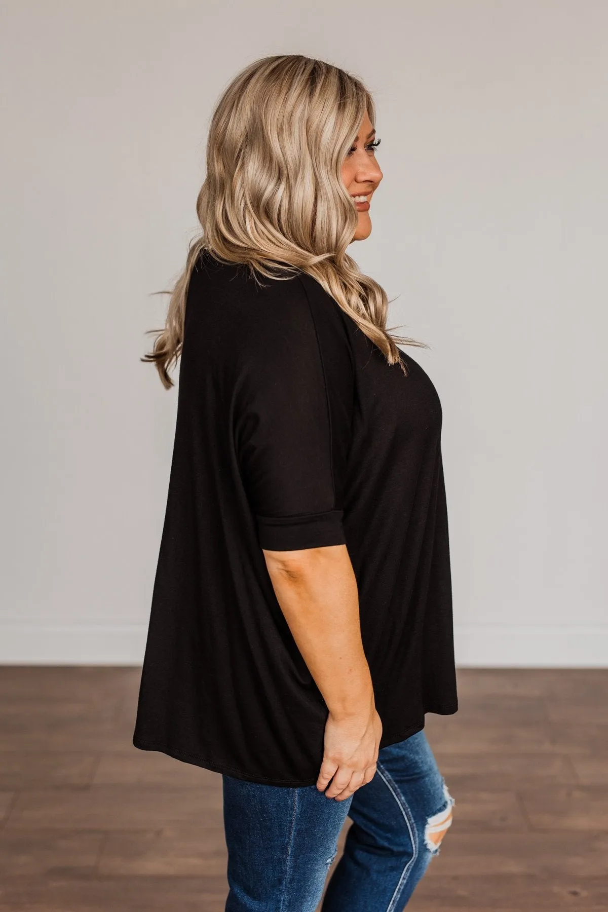 Comfy As Can Be Short Sleeve Top- Black