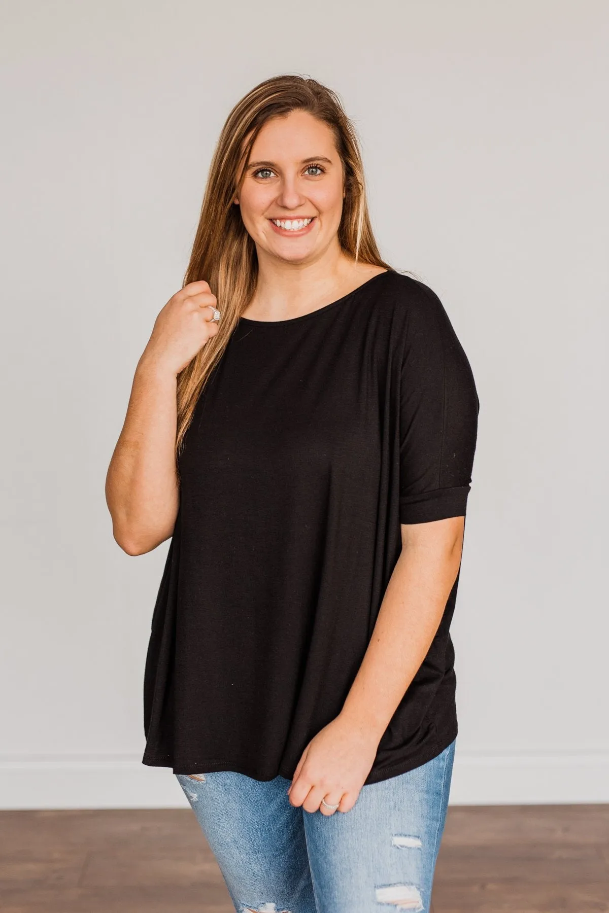 Comfy As Can Be Short Sleeve Top- Black