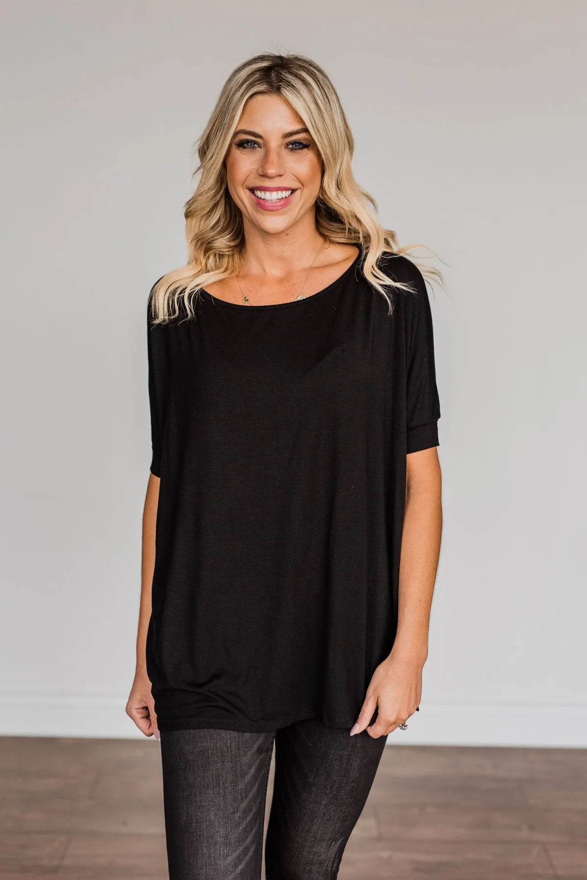 Comfy As Can Be Short Sleeve Top- Black