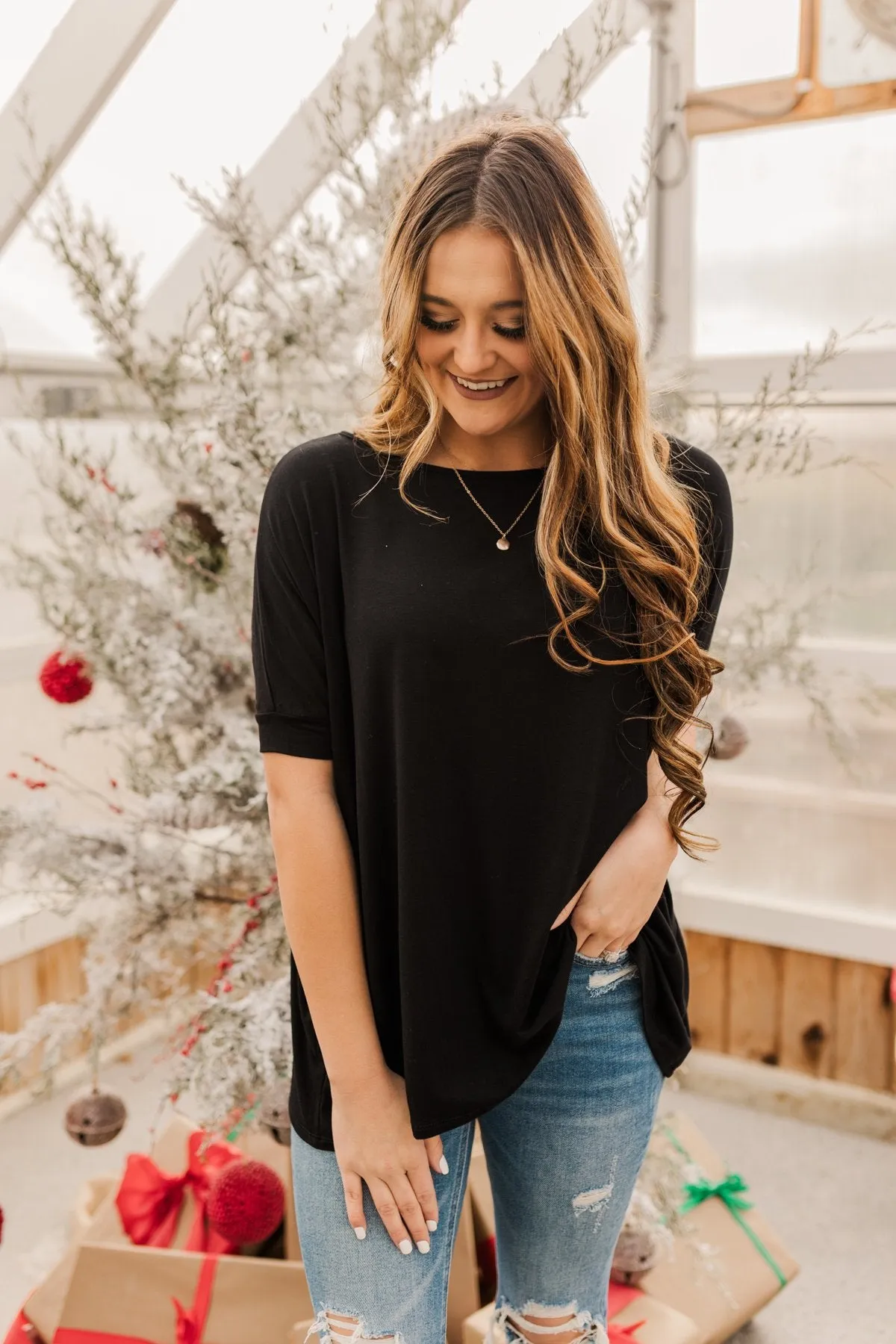 Comfy As Can Be Short Sleeve Top- Black