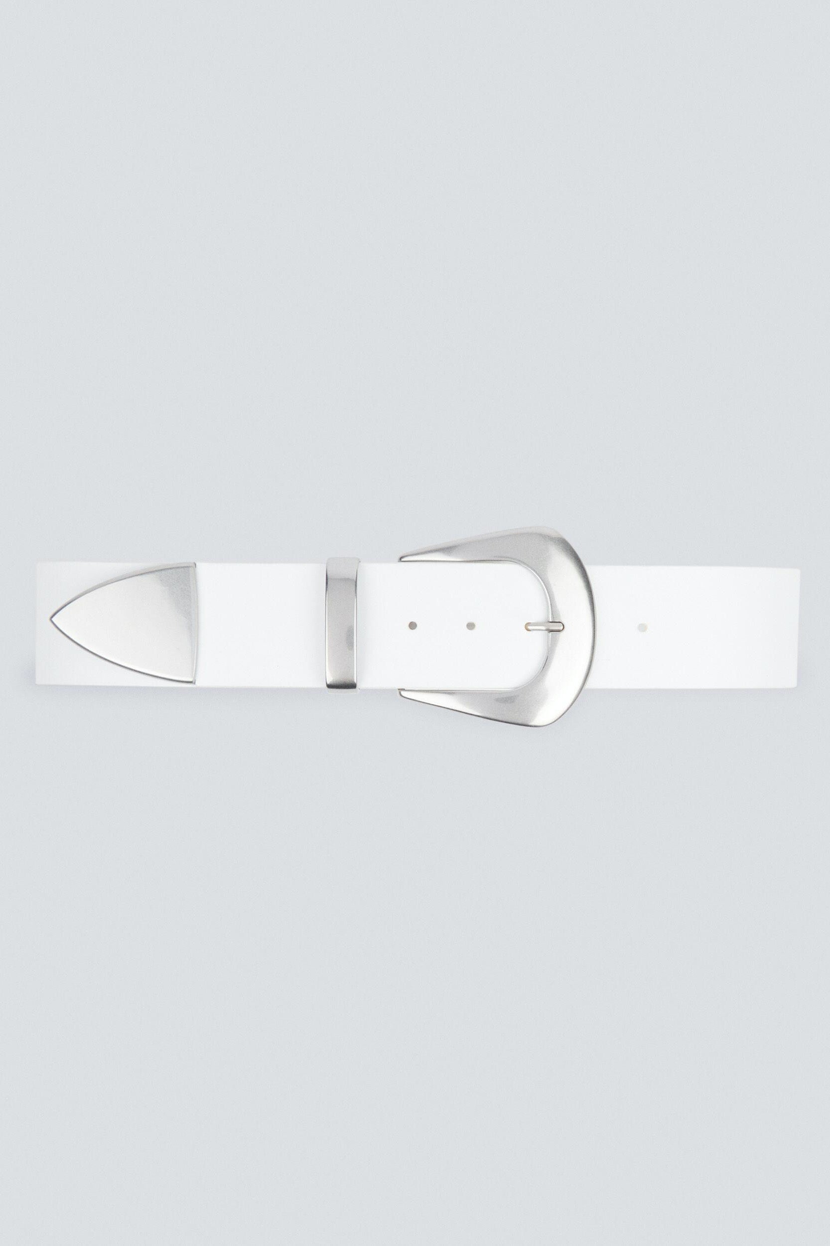 Copp Leather Belt in White and Silver