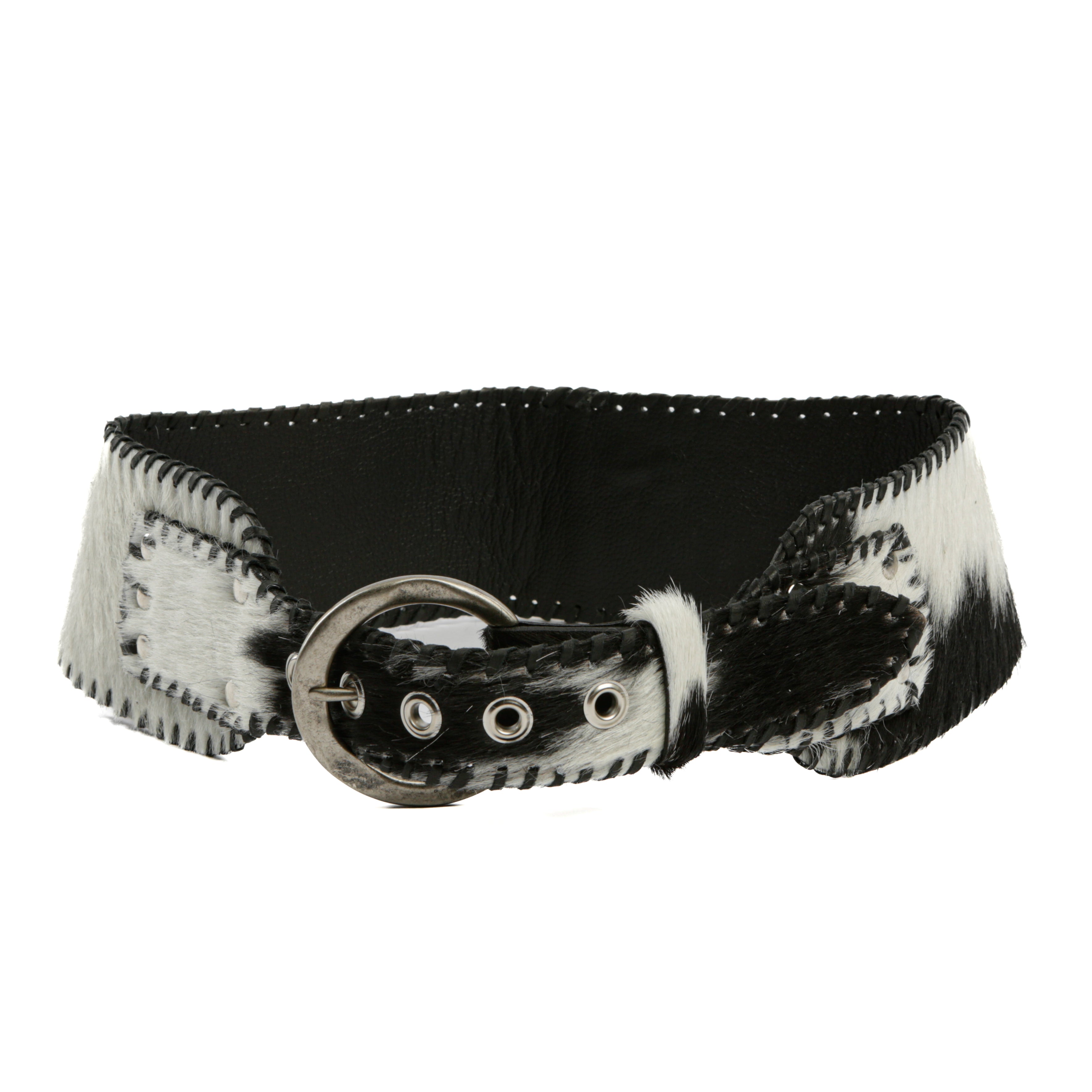 Cowhide Belt :: Black/White