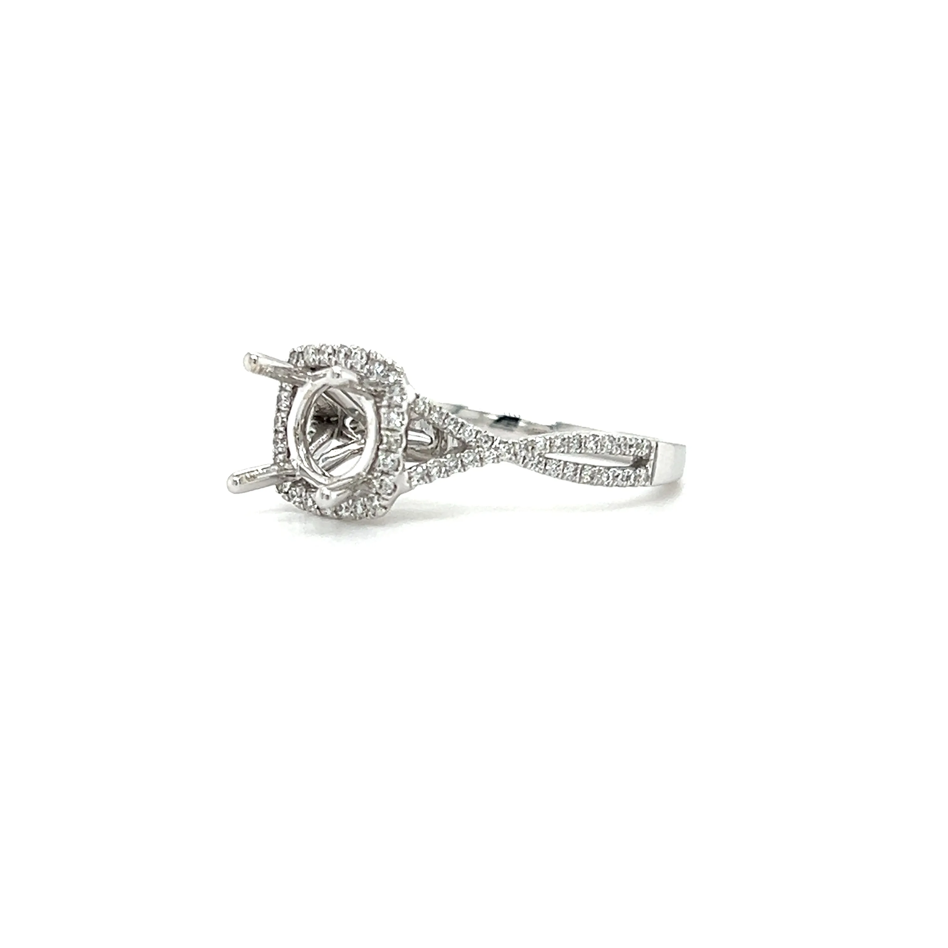 Cross Over Diamond Ring Setting with 0.3ctw of Diamonds in 14K White Gold