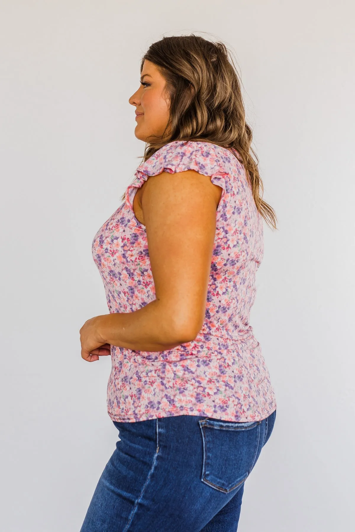 Dance Through The Petals Floral Top- Pink