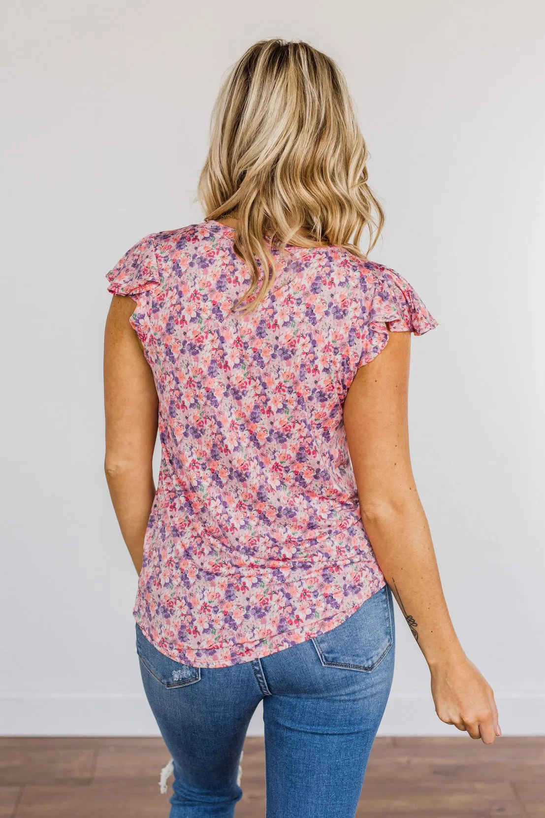 Dance Through The Petals Floral Top- Pink