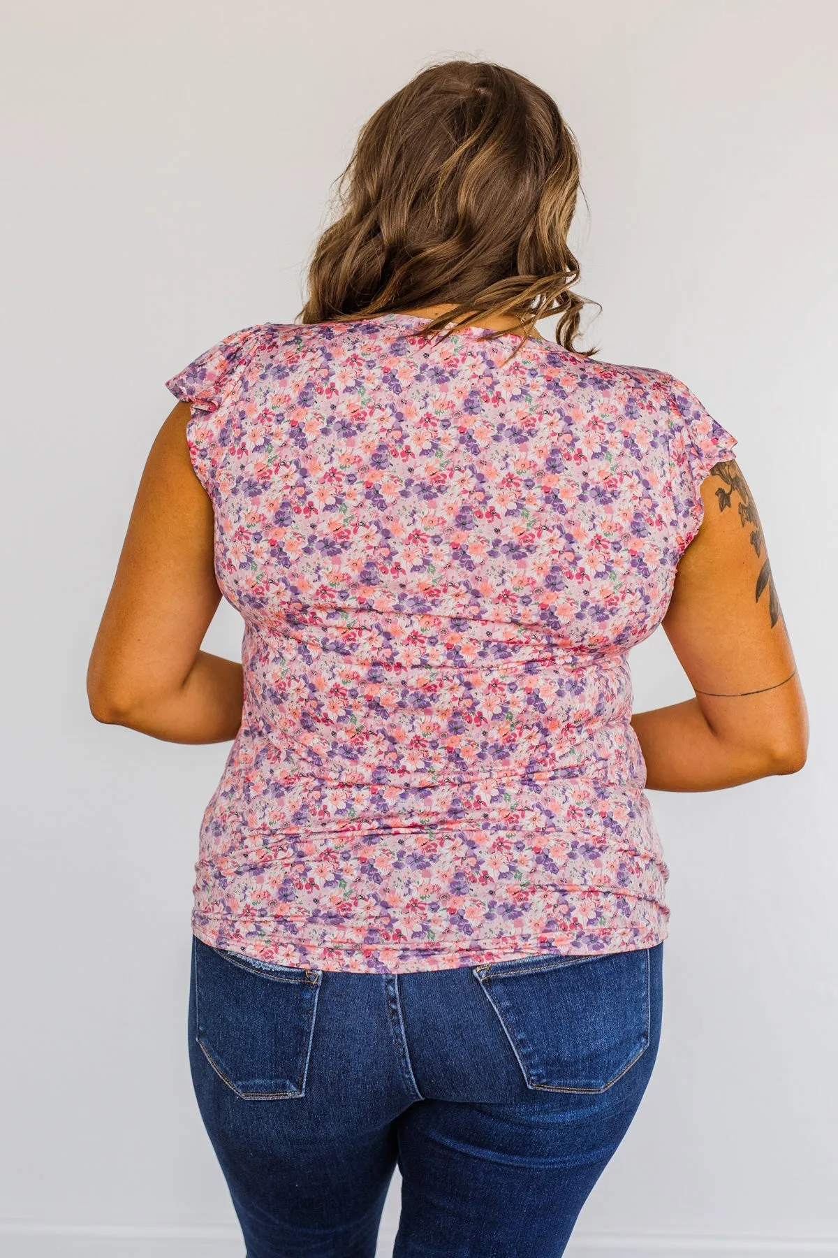 Dance Through The Petals Floral Top- Pink