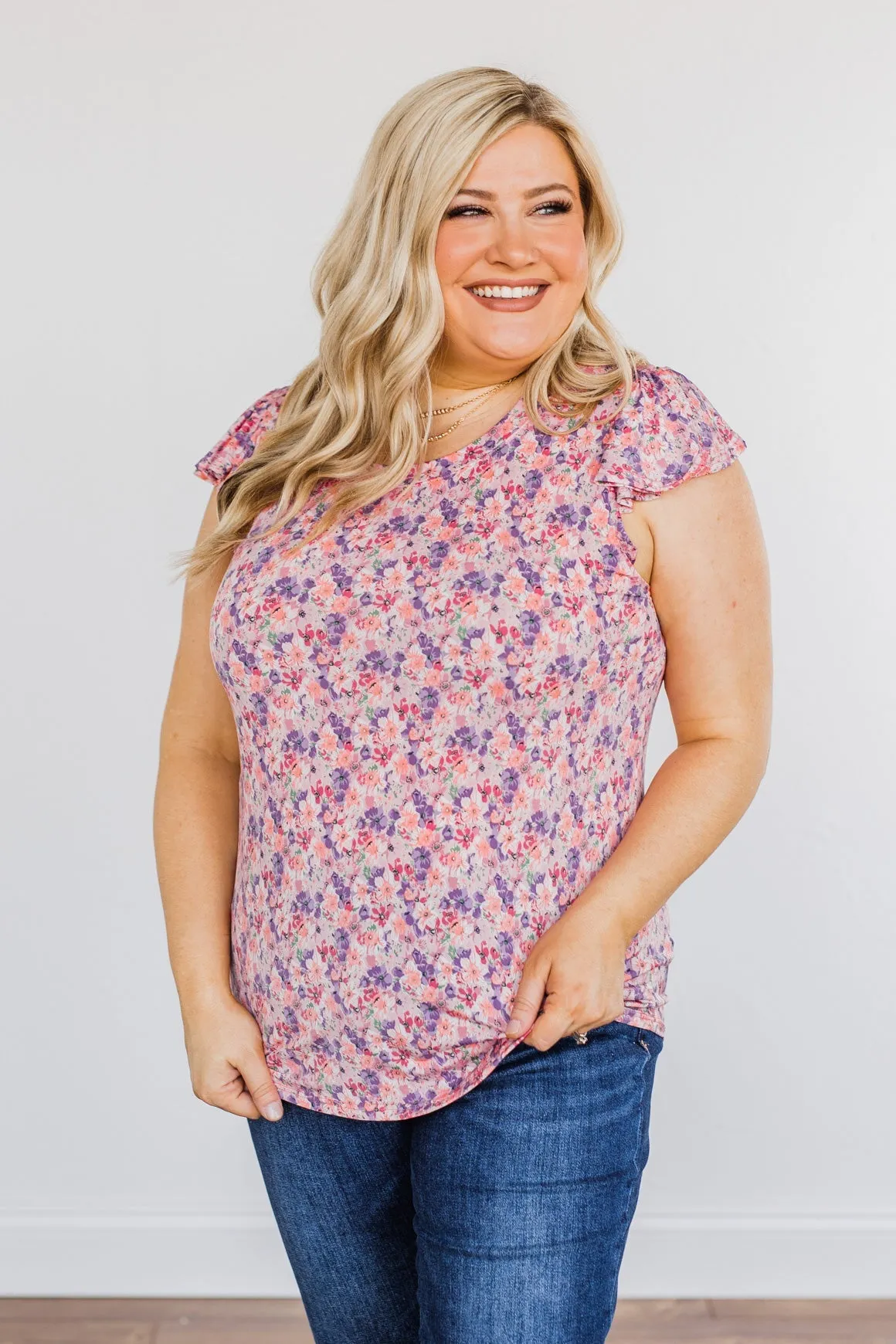 Dance Through The Petals Floral Top- Pink