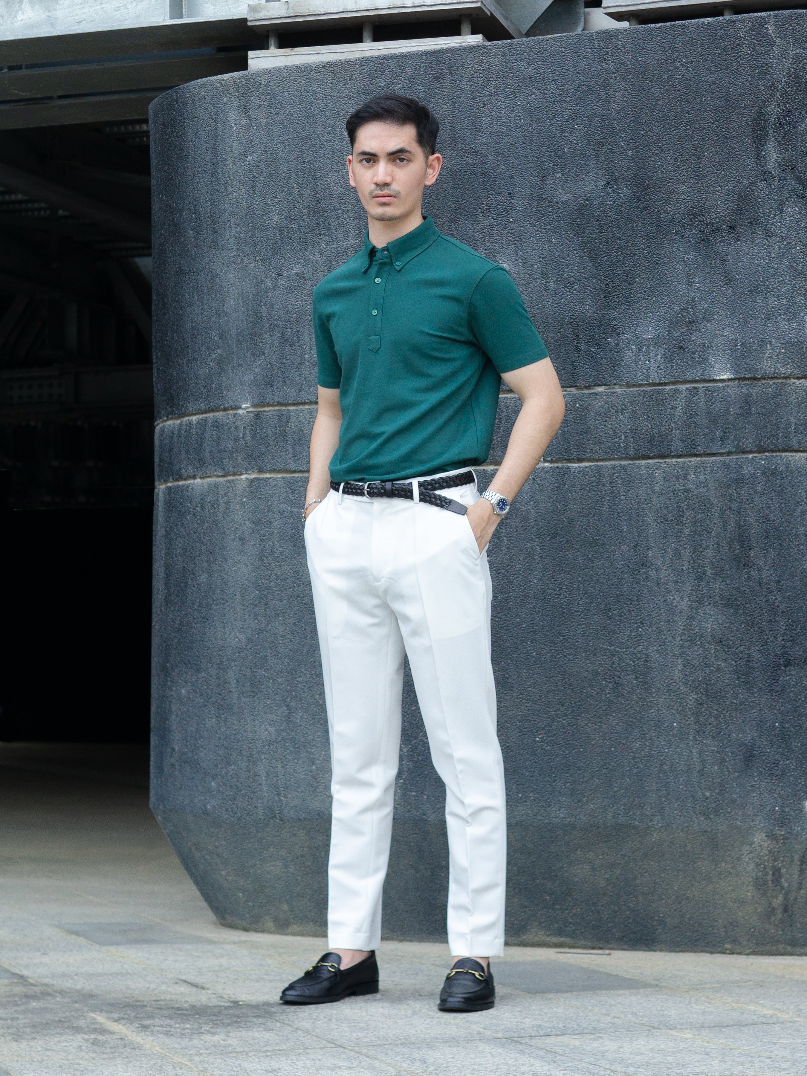 Dante Polo Button Down Short Sleeve - Emerald Green