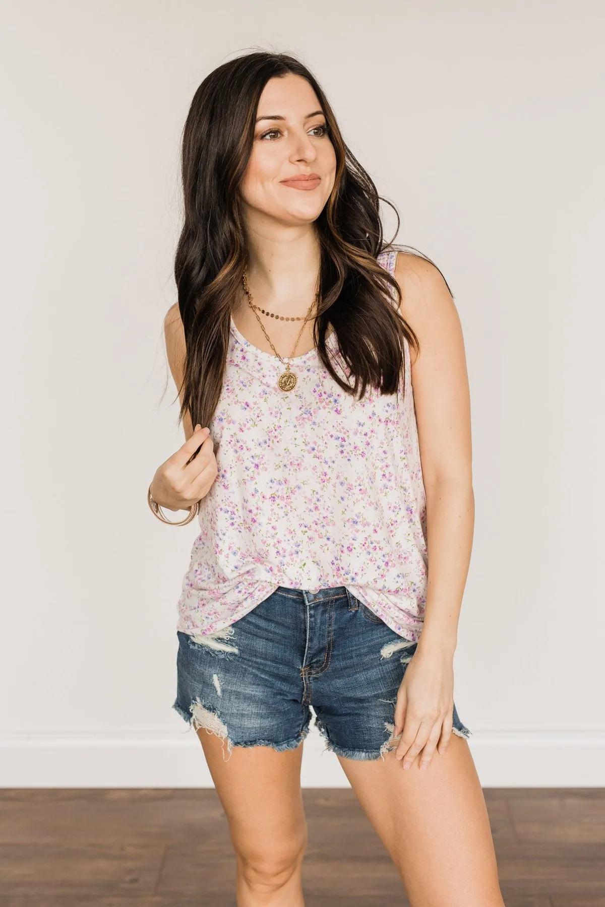 Darling Days Floral Tank- Ivory