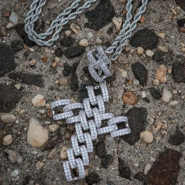 Diamond Cuban Link Cross in White Gold