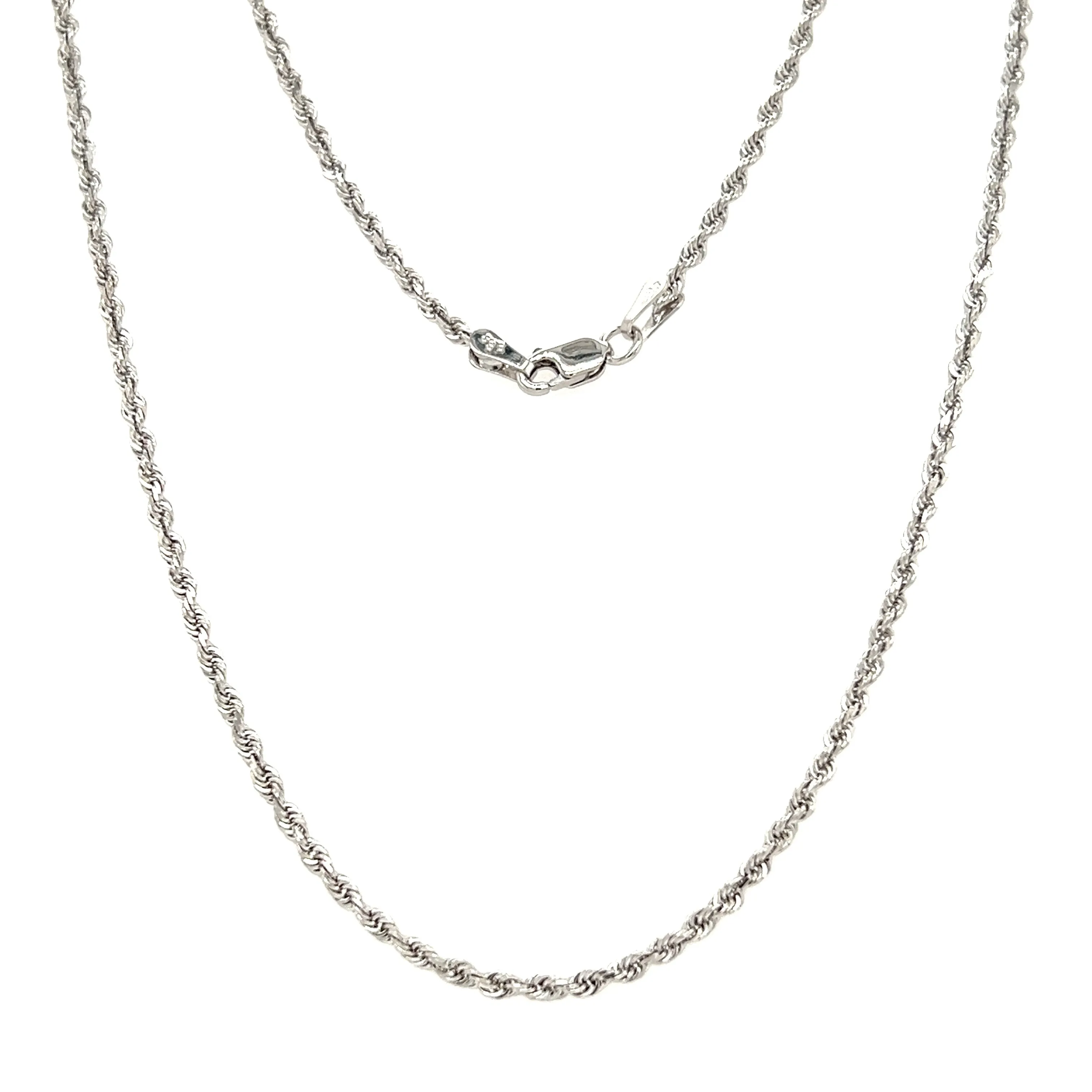 Diamond-cut Rope Chain 2mm with 16in of Length in 14K White Gold