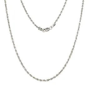 Diamond-cut Rope Chain 2mm with 16in of Length in 14K White Gold