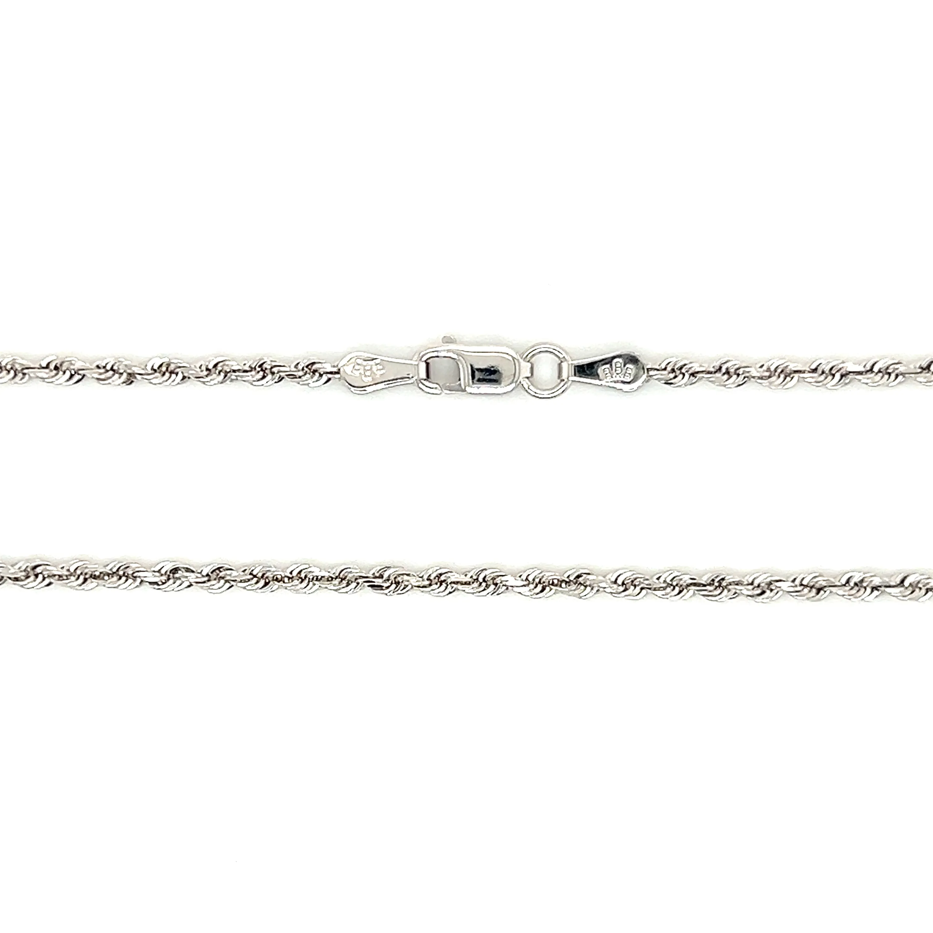 Diamond-cut Rope Chain 2mm with 16in of Length in 14K White Gold