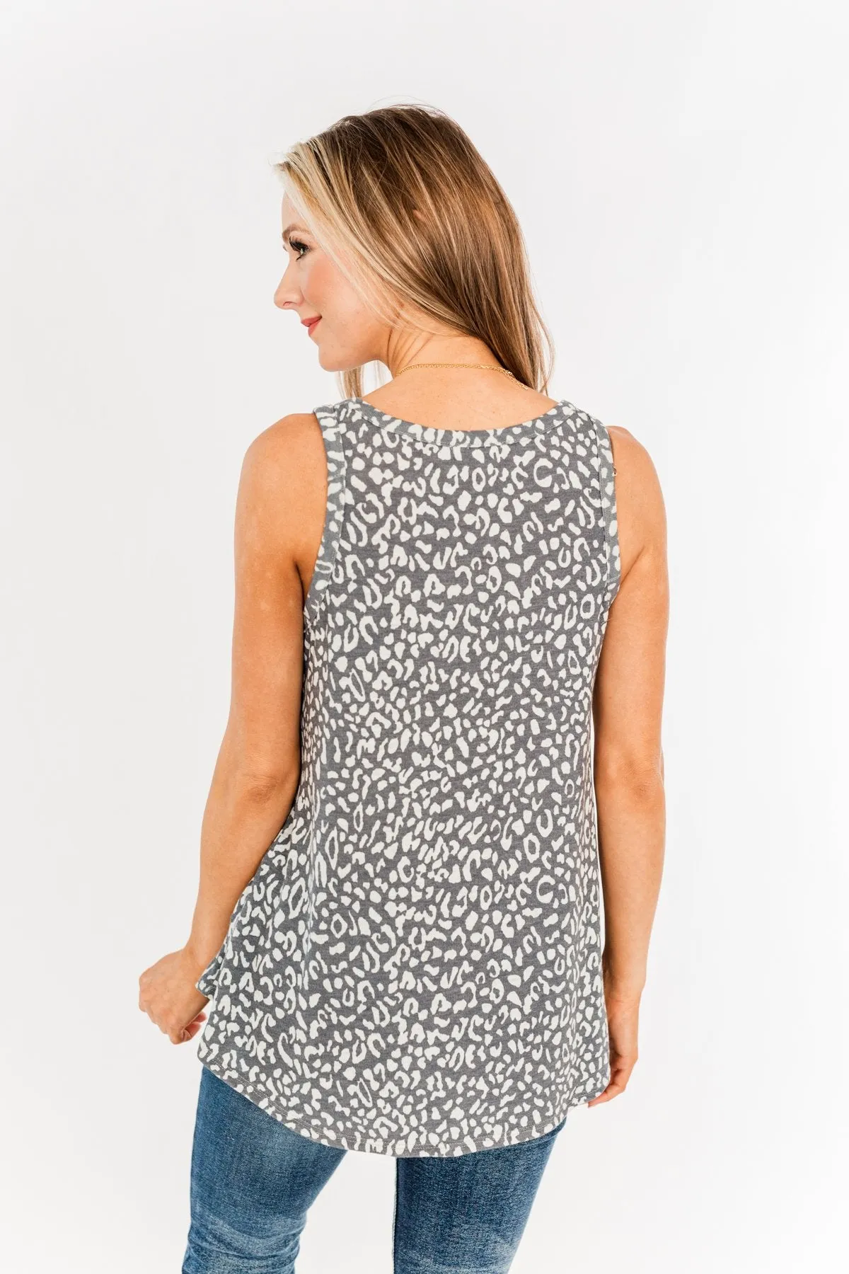 Discover Your Journey Leopard Tank Top- Charcoal & Ivory