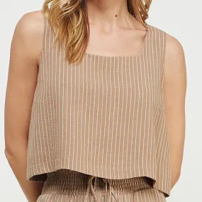 Drift Away Soft Linen Top Tan