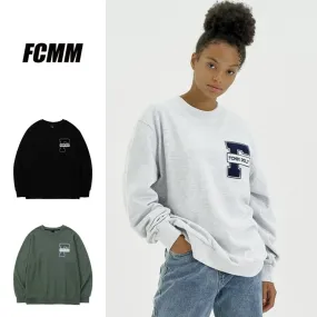 FCMM  |Unisex Street Style Long Sleeves Plain Logo Sweatshirts