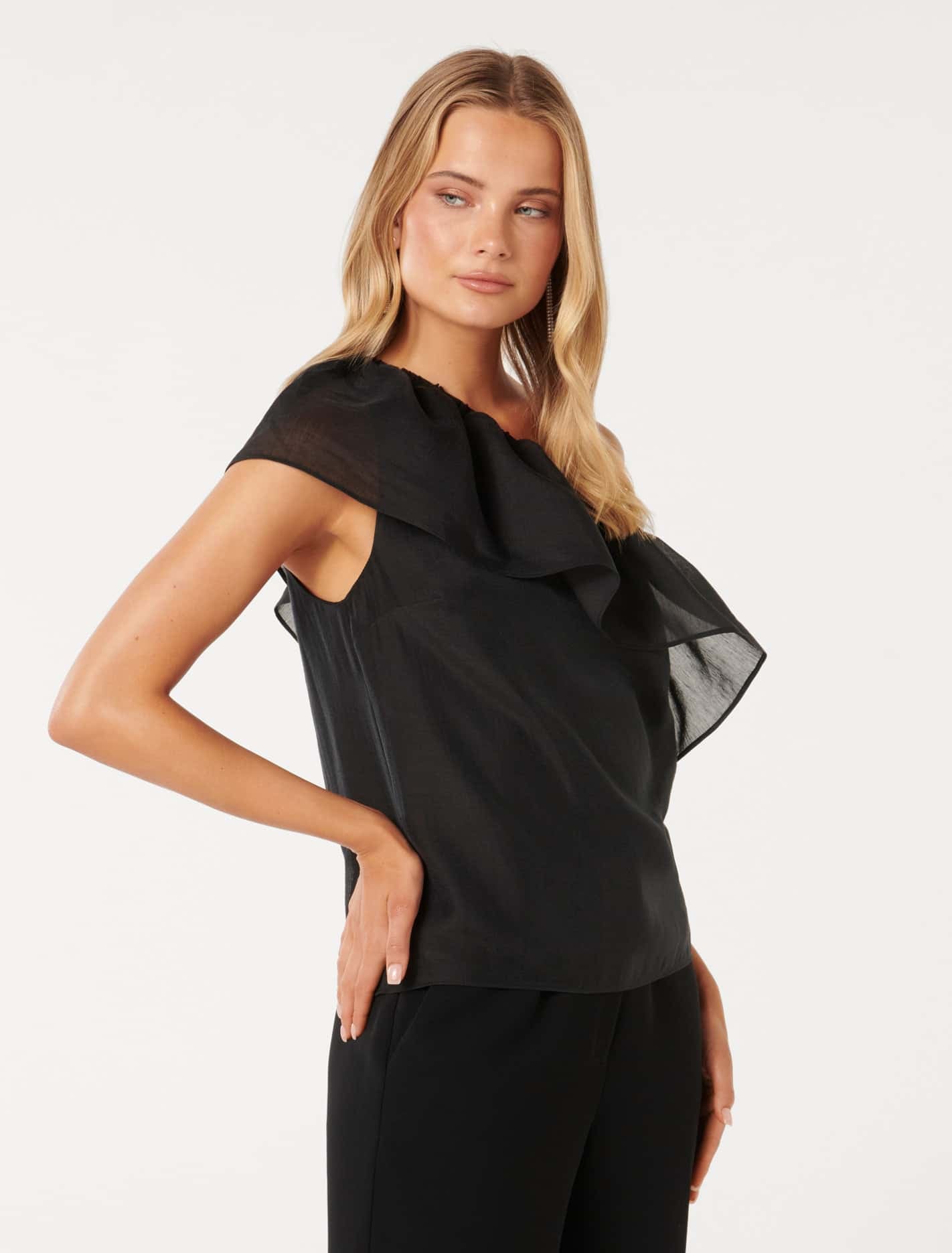 Fern Asymmetric Frill Top