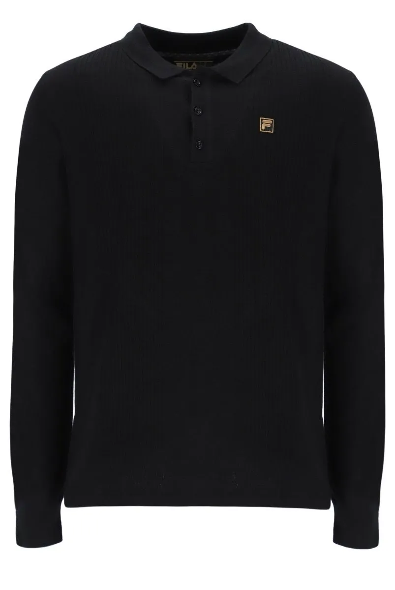 Fila Frank Knit Long Sleeve Polo Shirt Jumper Black