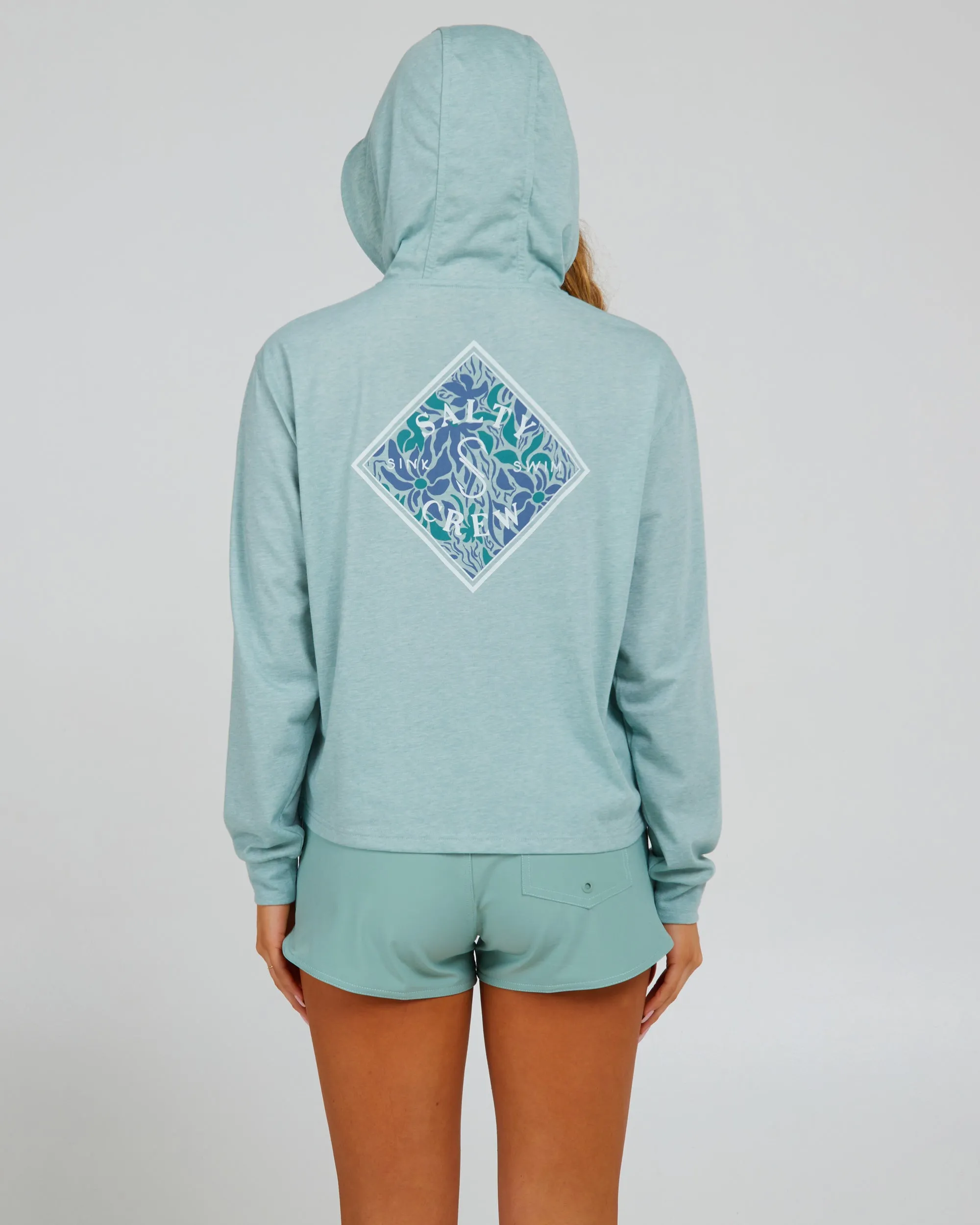 Floral Tippet Cloud Blue Tech Hoody