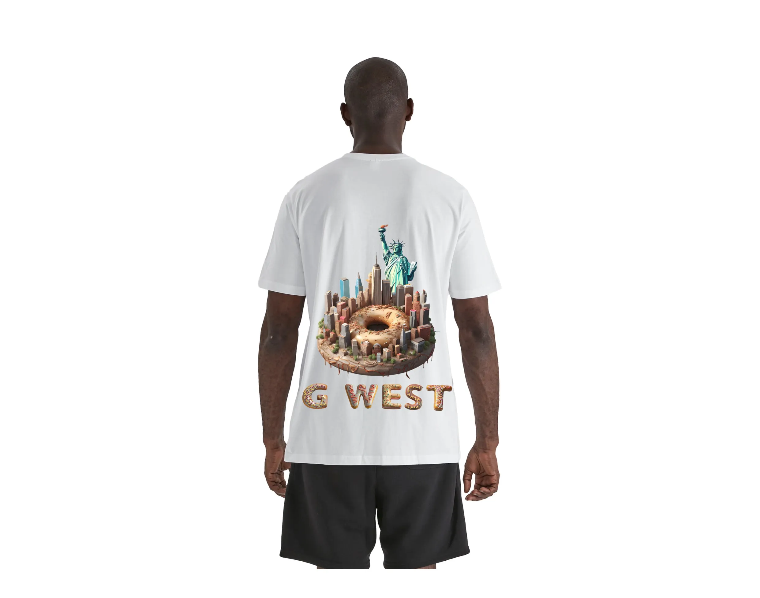 G West NYC Bagel & Donut Graphic Crew Neck Men's T-Shirt