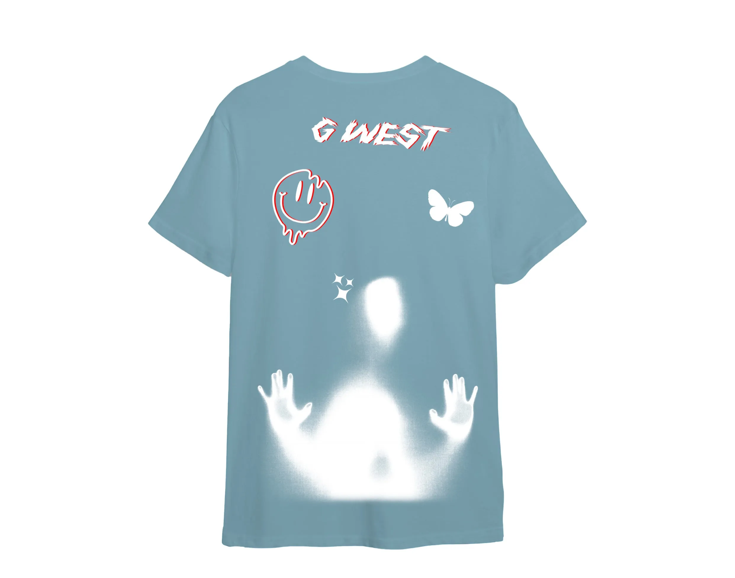 G West Printed Ghost Graphic Crew Neck Men's T-Shirt