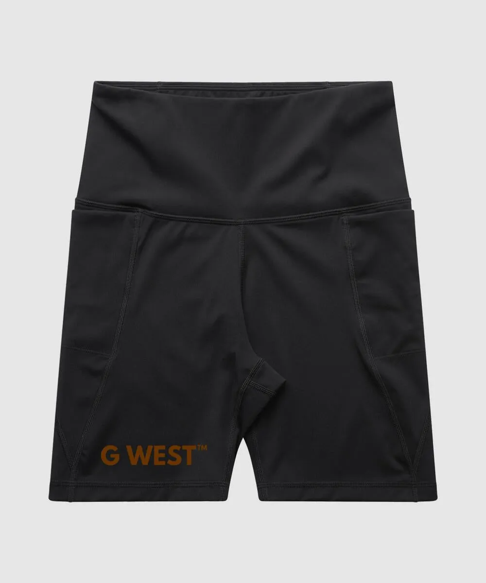 G WEST WOMENS ALL TERAIN LOGO WEAR SHORTS (Black/Brown)