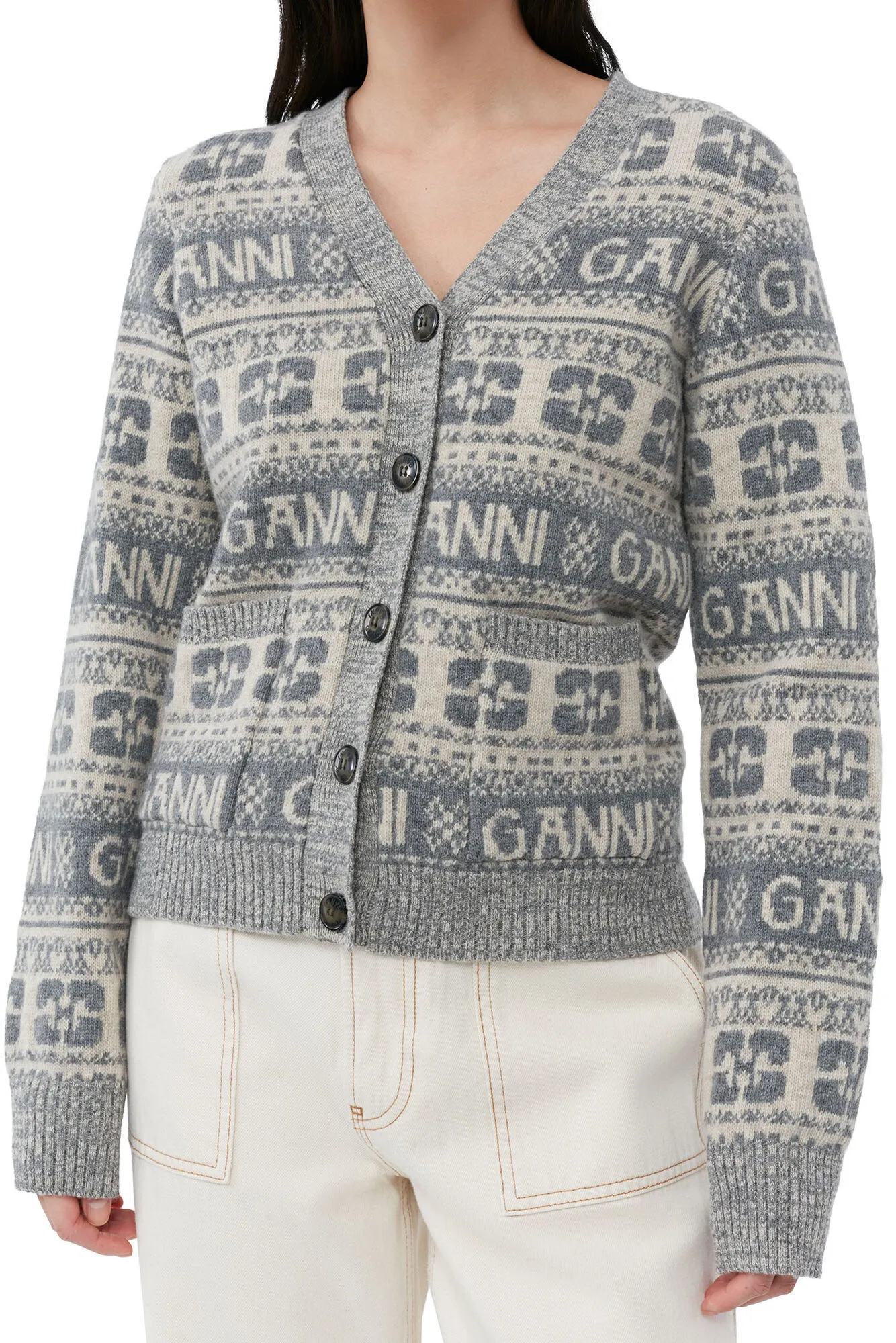 Ganni  |Casual Style Wool Blended Fabrics Long Sleeves Office Style